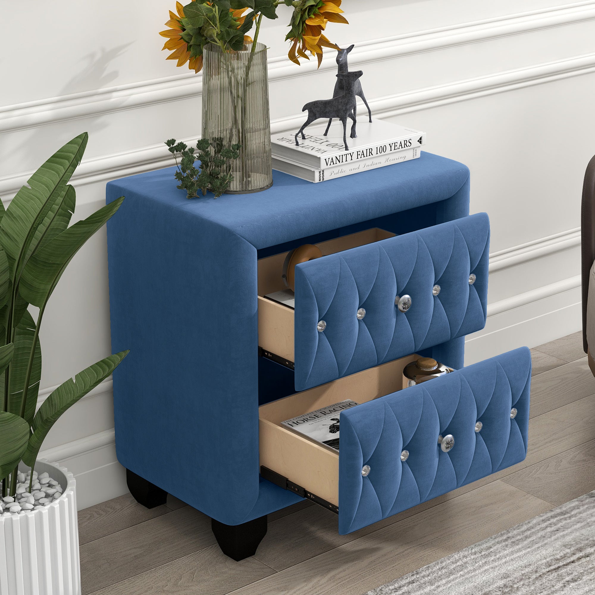 28" Tall 2-Drawer Upholstery Nightstand