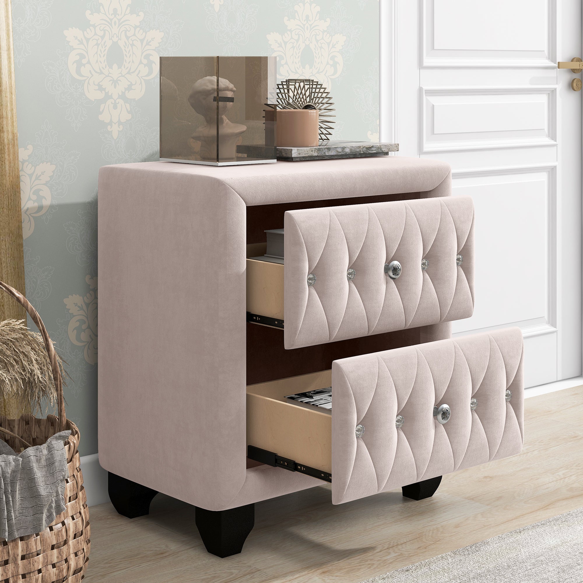 28" Tall 2-Drawer Upholstery Nightstand