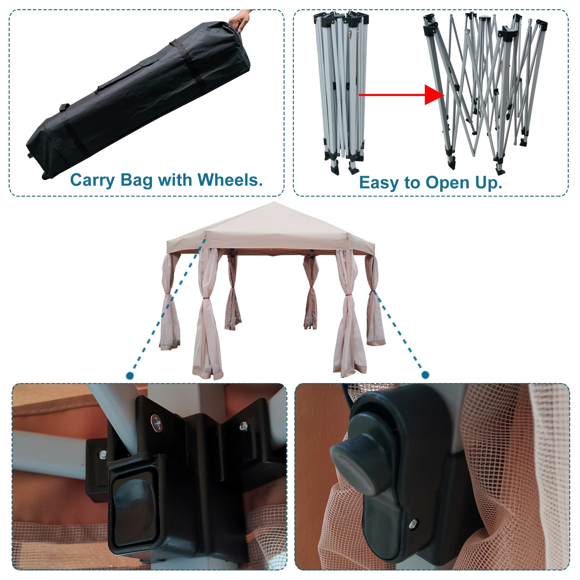 13' X 13'  Steel Polyester Pop-Up Outdoor Canopy Gazebo with Storage Bag