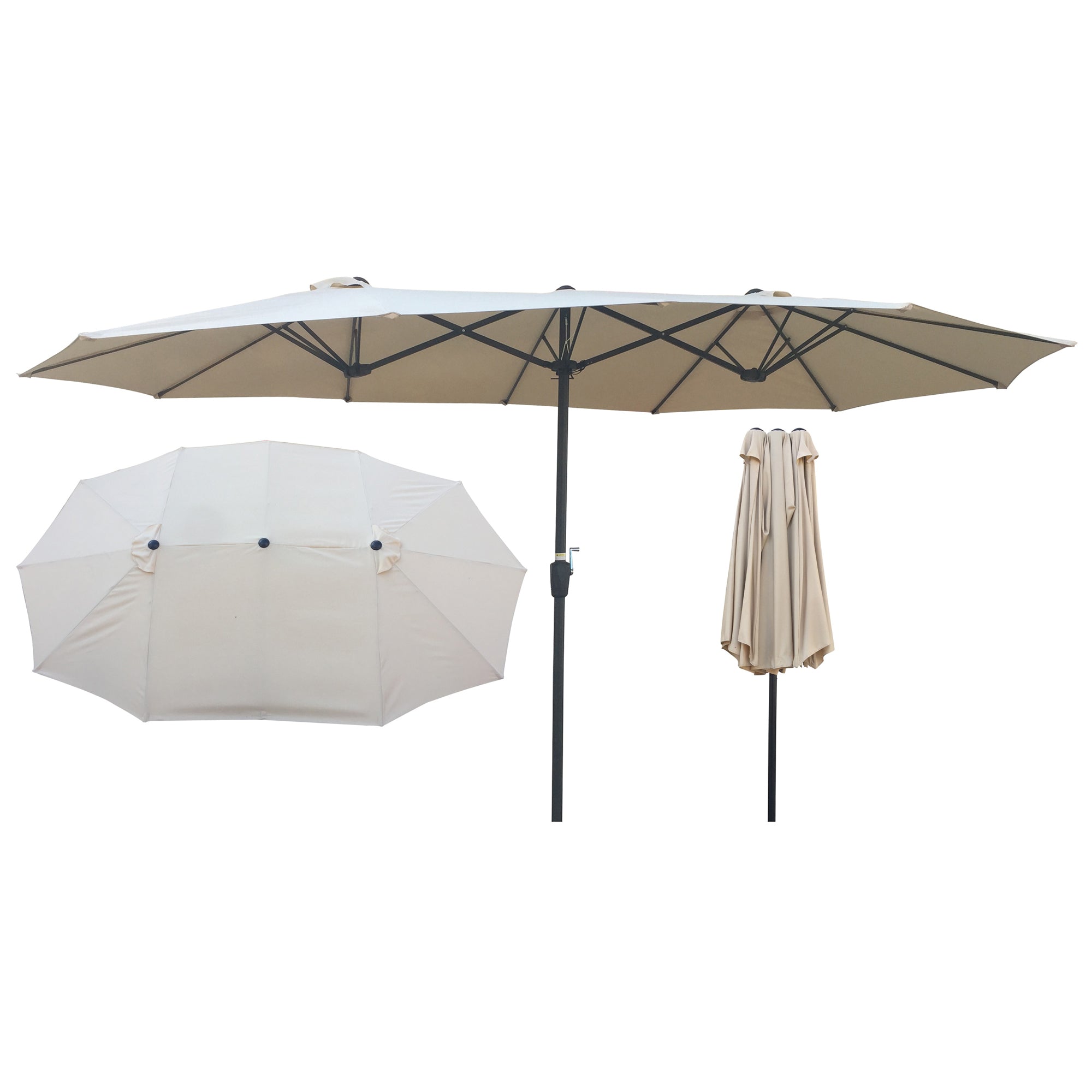 15' X 9' Steel Patio Umbrella Outdoor Market with Crank and Wind Vents