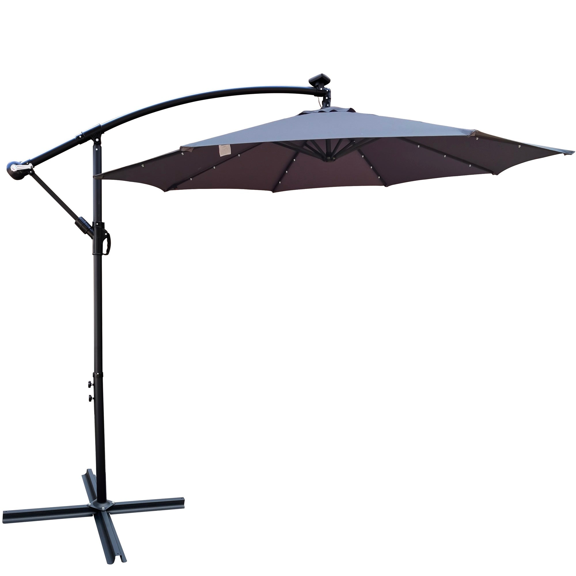 10' Steel Patio Umbrella Outdoor Market with Crank and  LED Lights