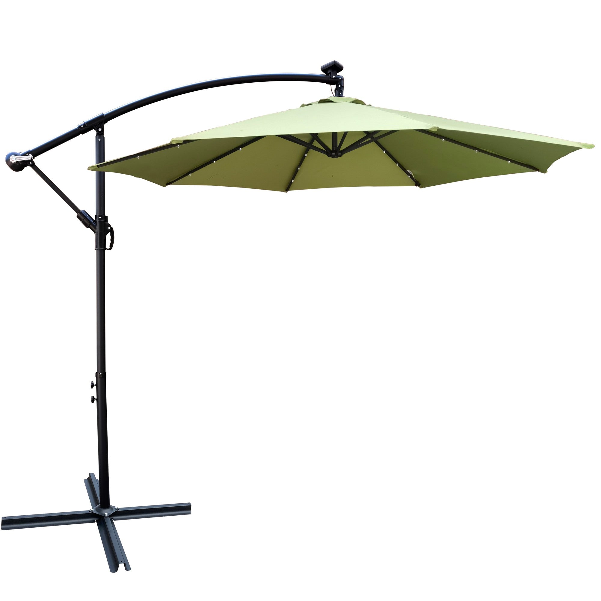 10' Steel Patio Umbrella Outdoor Market with Crank and  LED Lights