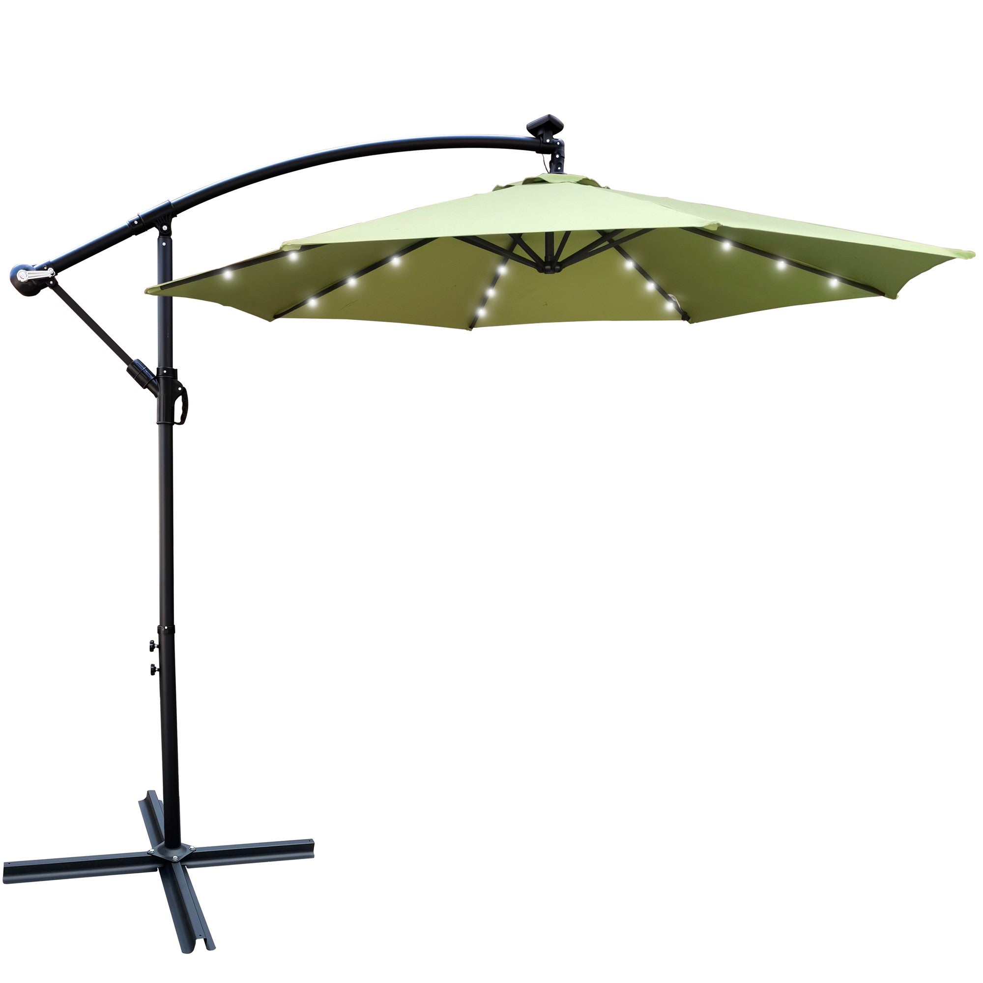 10' Steel Patio Umbrella Outdoor Market with Crank and  LED Lights