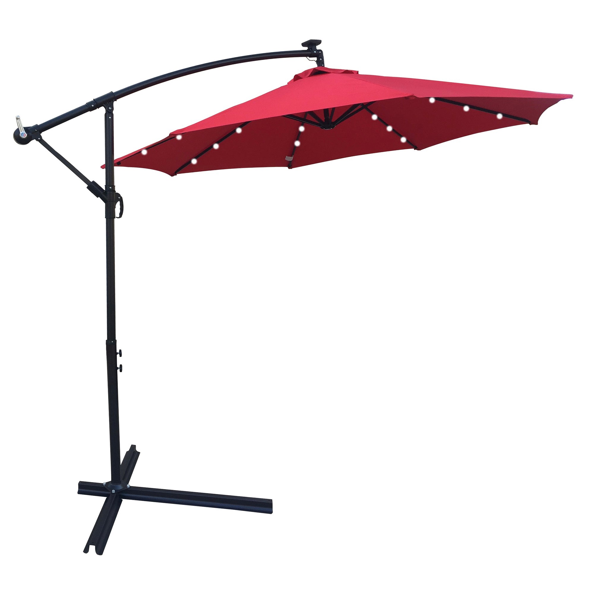 10' Steel Patio Umbrella Outdoor Market with Crank and  LED Lights