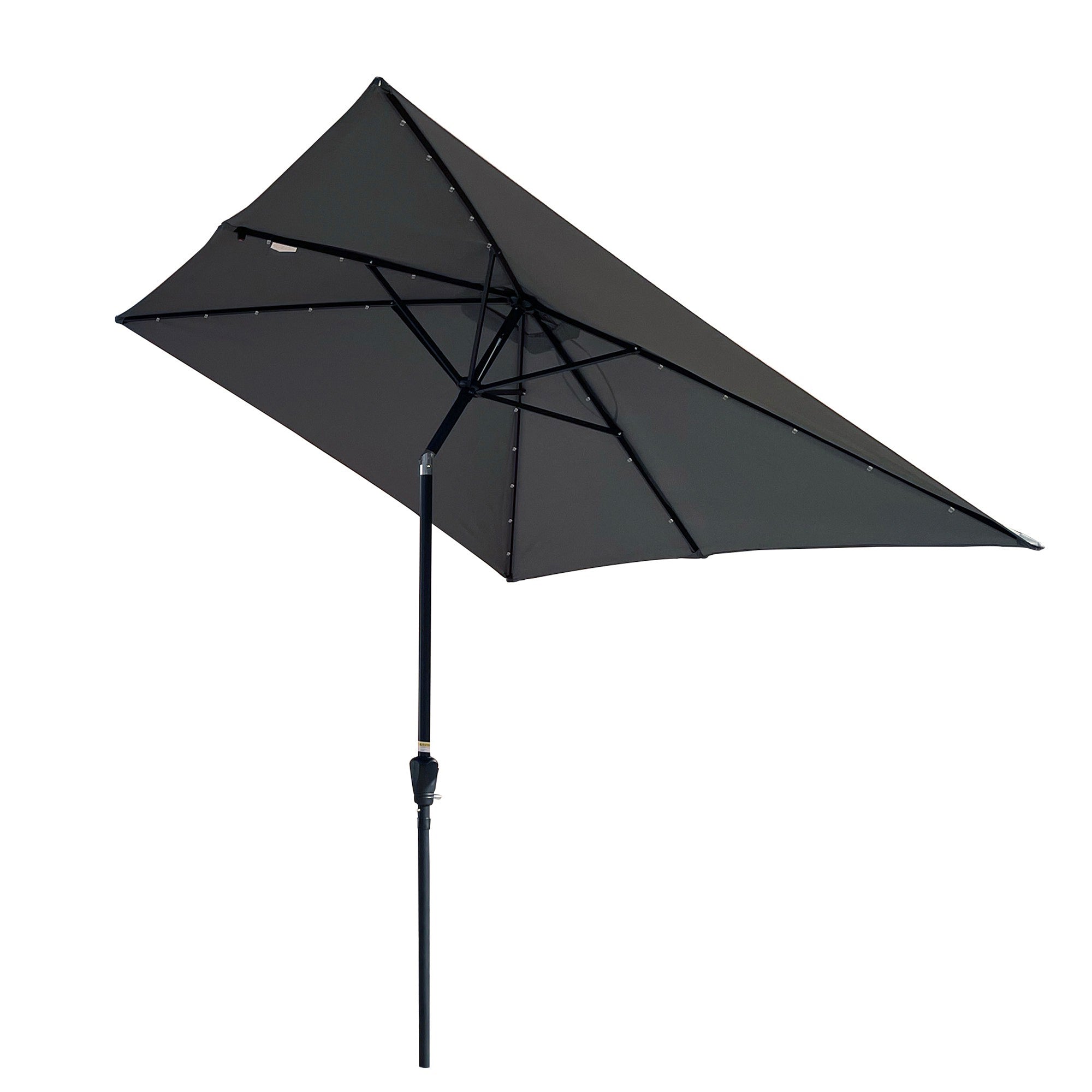 10' X 6.5' Powder-coated steel Patio Umbrella Outdoor Market LED Lights with Crank and Button Tilt