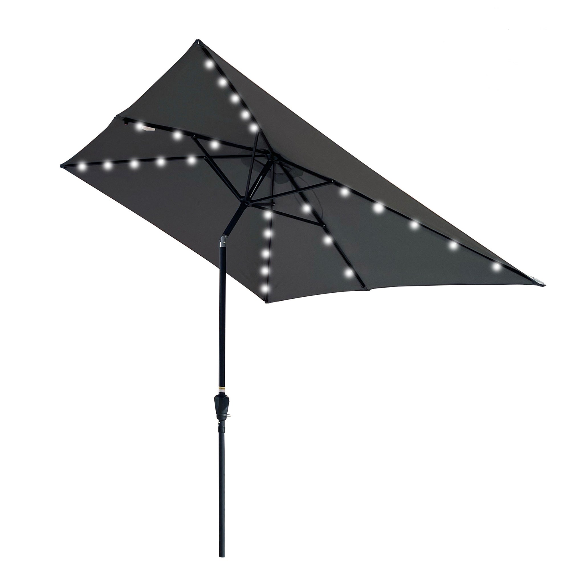 10' X 6.5' Powder-coated steel Patio Umbrella Outdoor Market LED Lights with Crank and Button Tilt