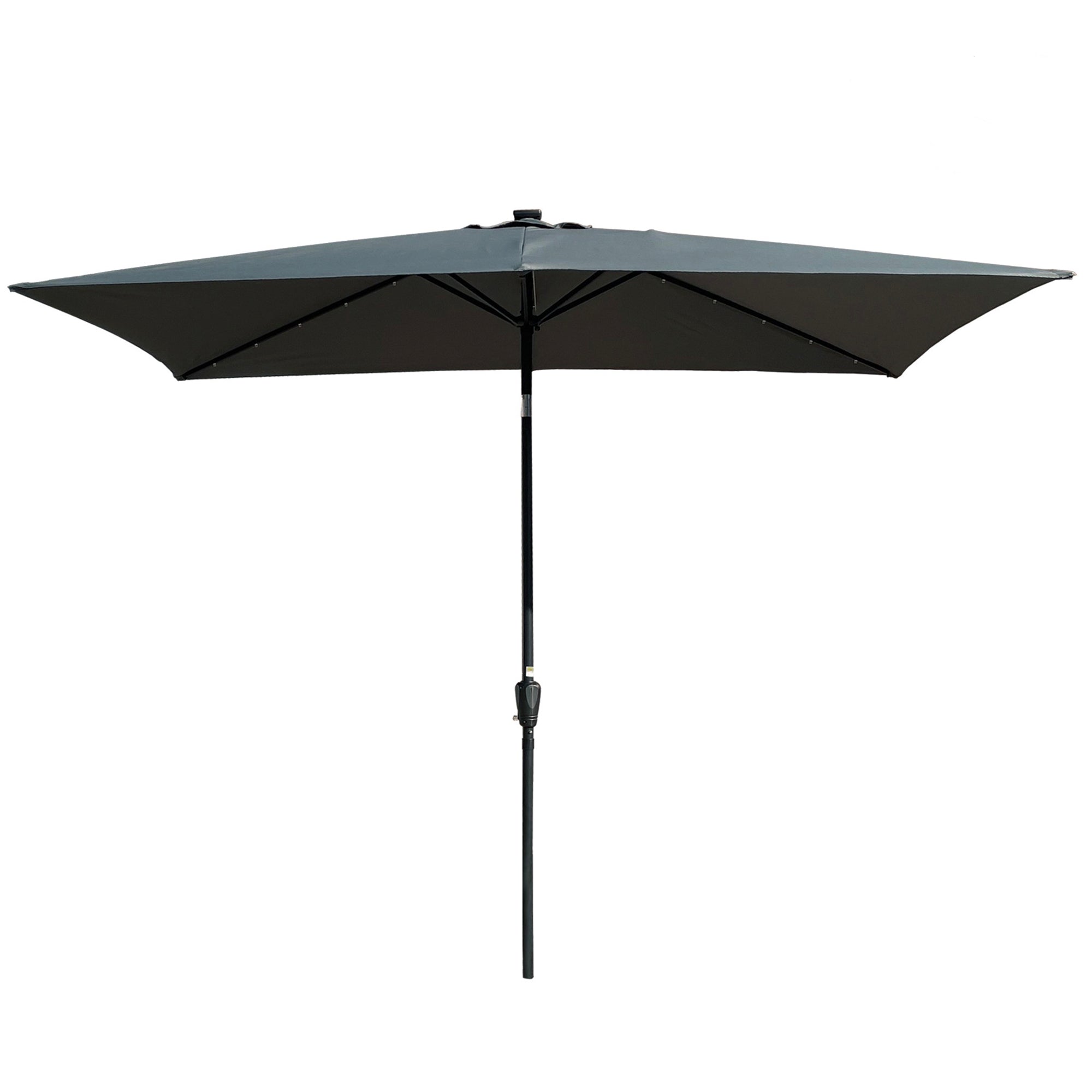 10' X 6.5' Powder-coated steel Patio Umbrella Outdoor Market LED Lights with Crank and Button Tilt