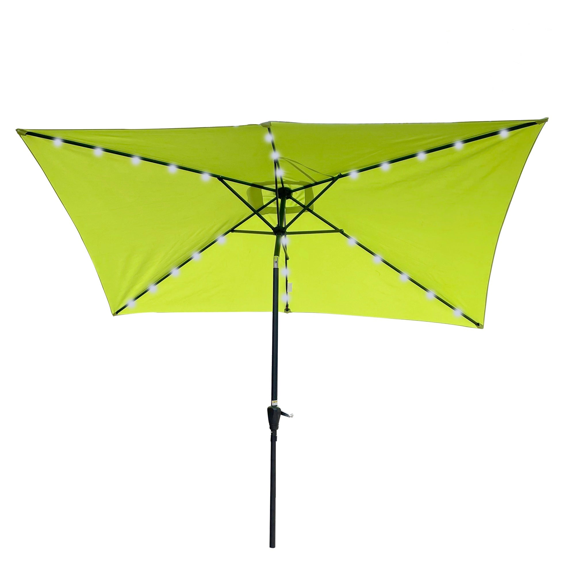 10' X 6.5' Powder-coated steel Patio Umbrella Outdoor Market LED Lights with Crank and Button Tilt