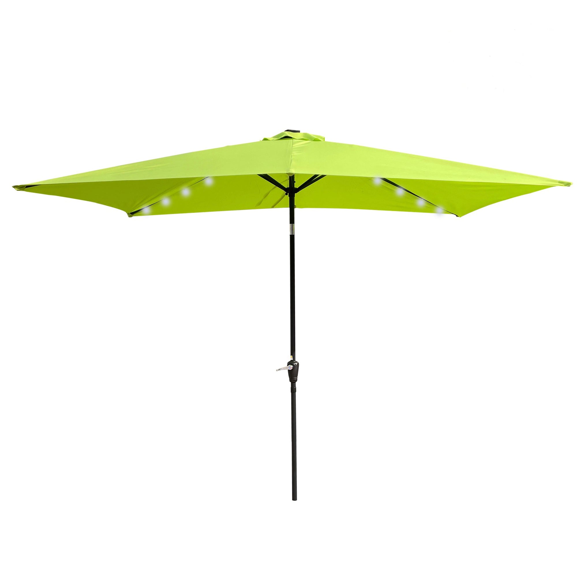 10' X 6.5' Powder-coated steel Patio Umbrella Outdoor Market LED Lights with Crank and Button Tilt