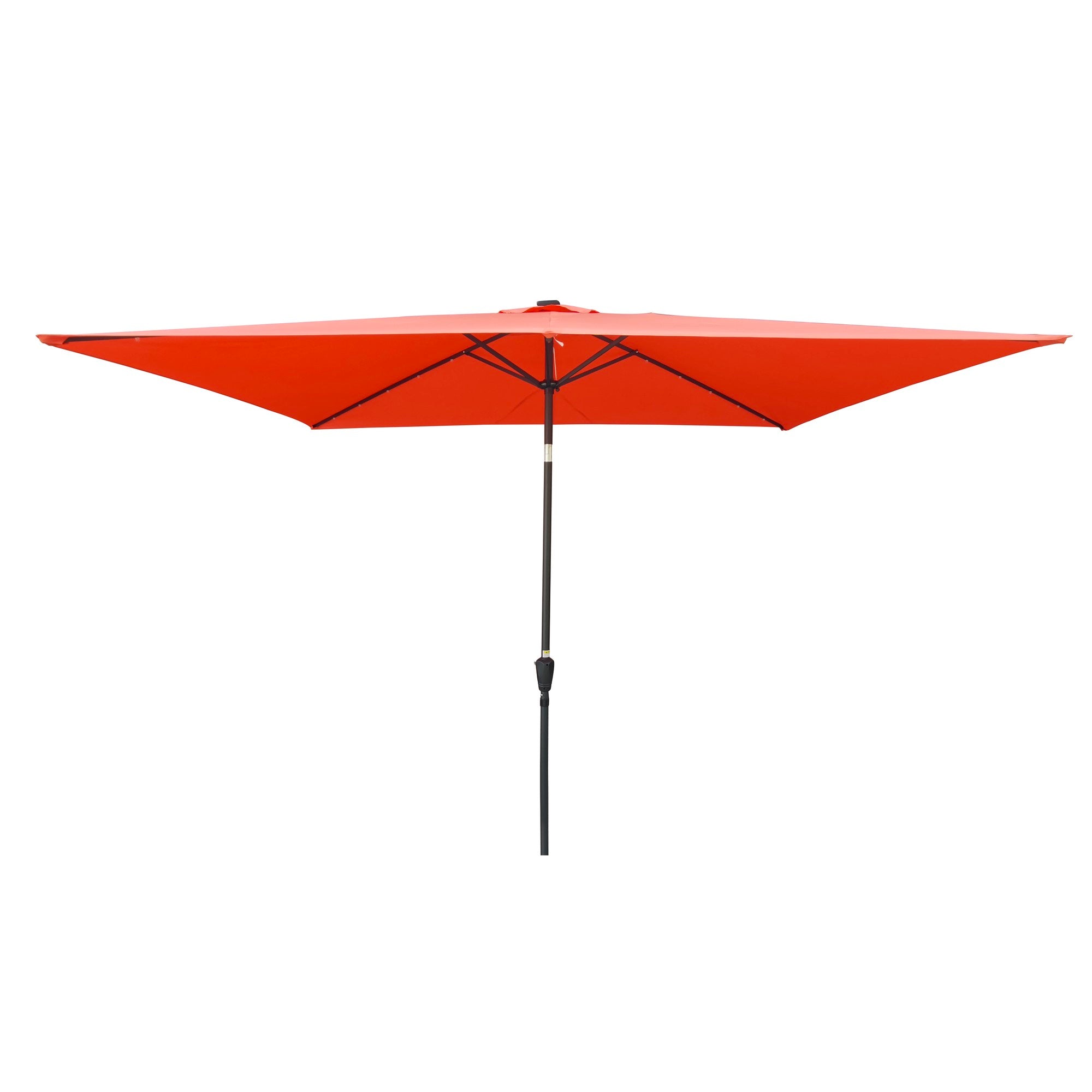 10' X 6.5' Powder-coated steel Patio Umbrella Outdoor Market LED Lights with Crank and Button Tilt