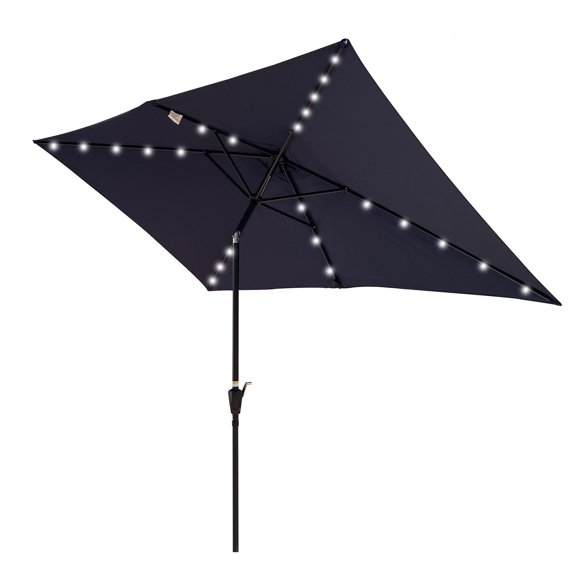 10' X 6.5' Powder-coated steel Patio Umbrella Outdoor Market LED Lights with Crank and Button Tilt