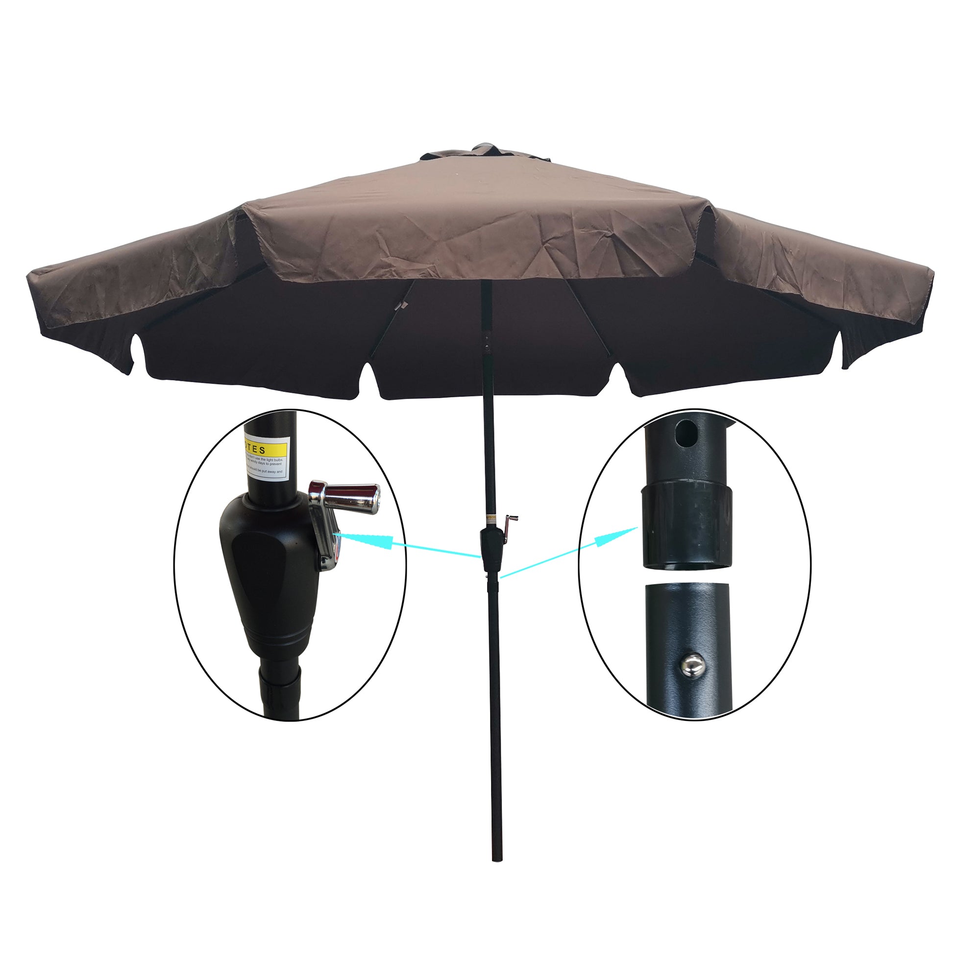 10' Outdoor Patio Market Umbrella with Crank and Push Button Tilt