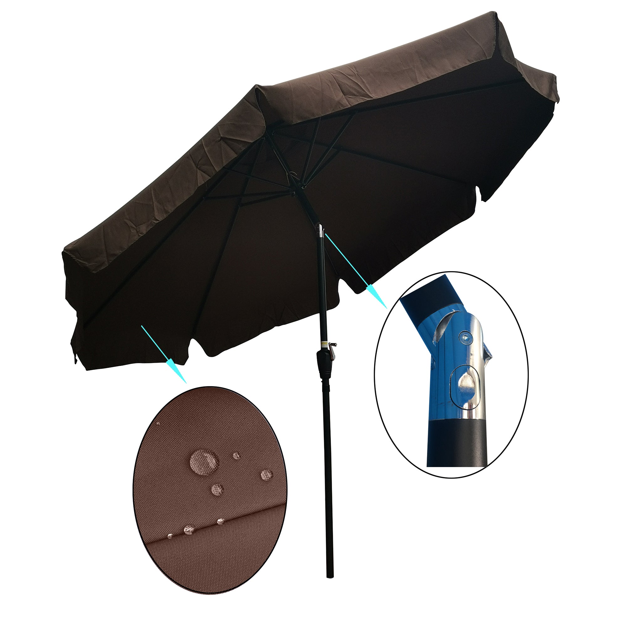 10' Outdoor Patio Market Umbrella with Crank and Push Button Tilt