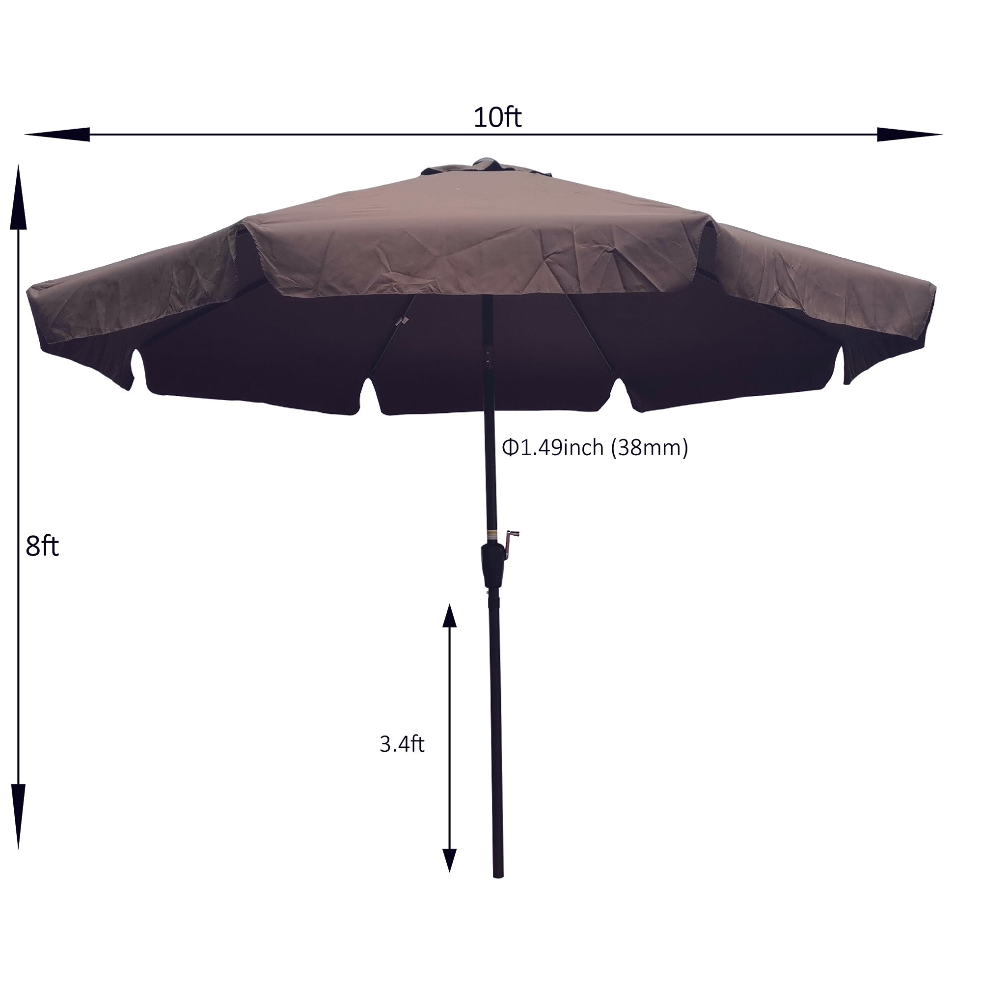 10' Outdoor Patio Market Umbrella with Crank and Push Button Tilt