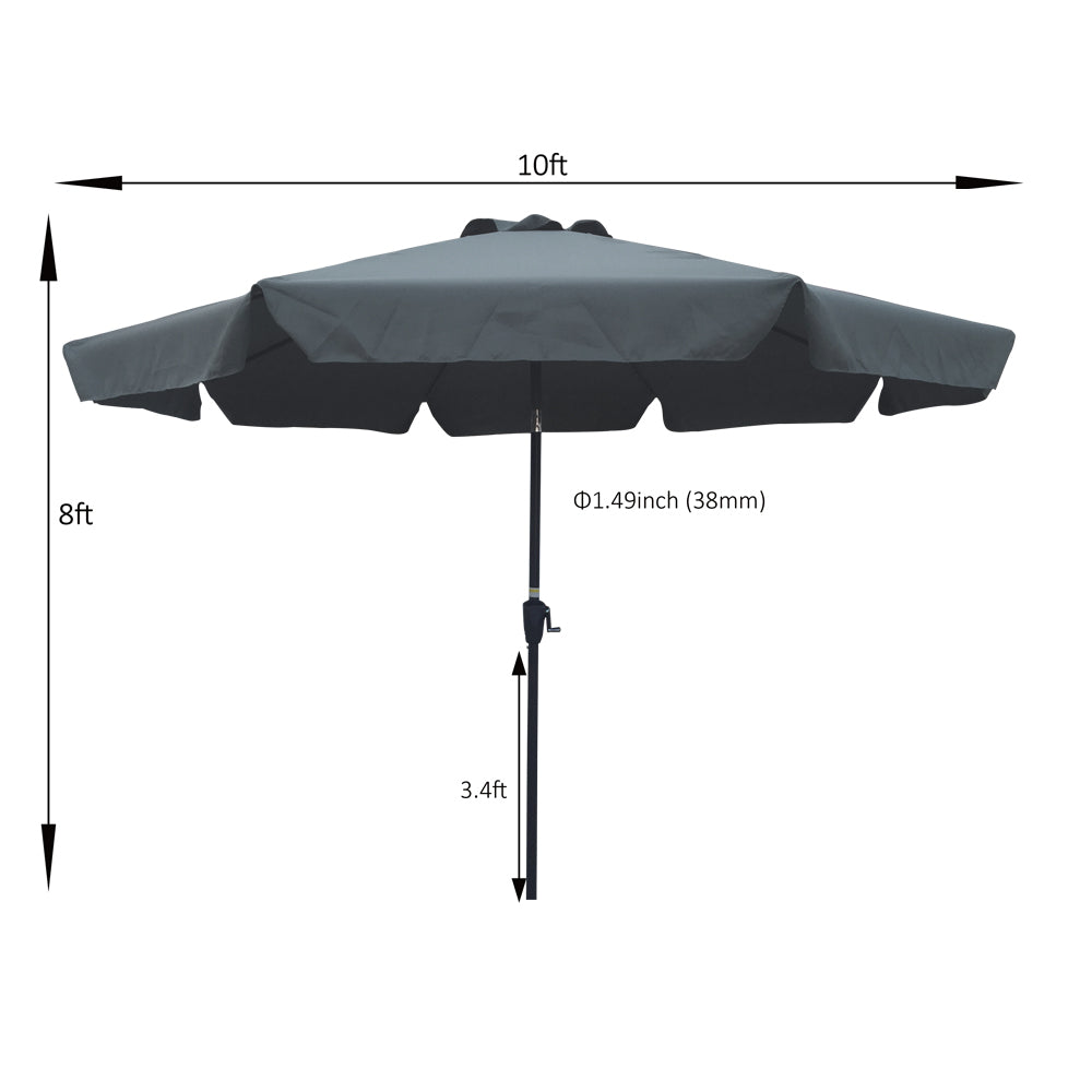 10' Outdoor Patio Market Umbrella with Crank and Push Button Tilt