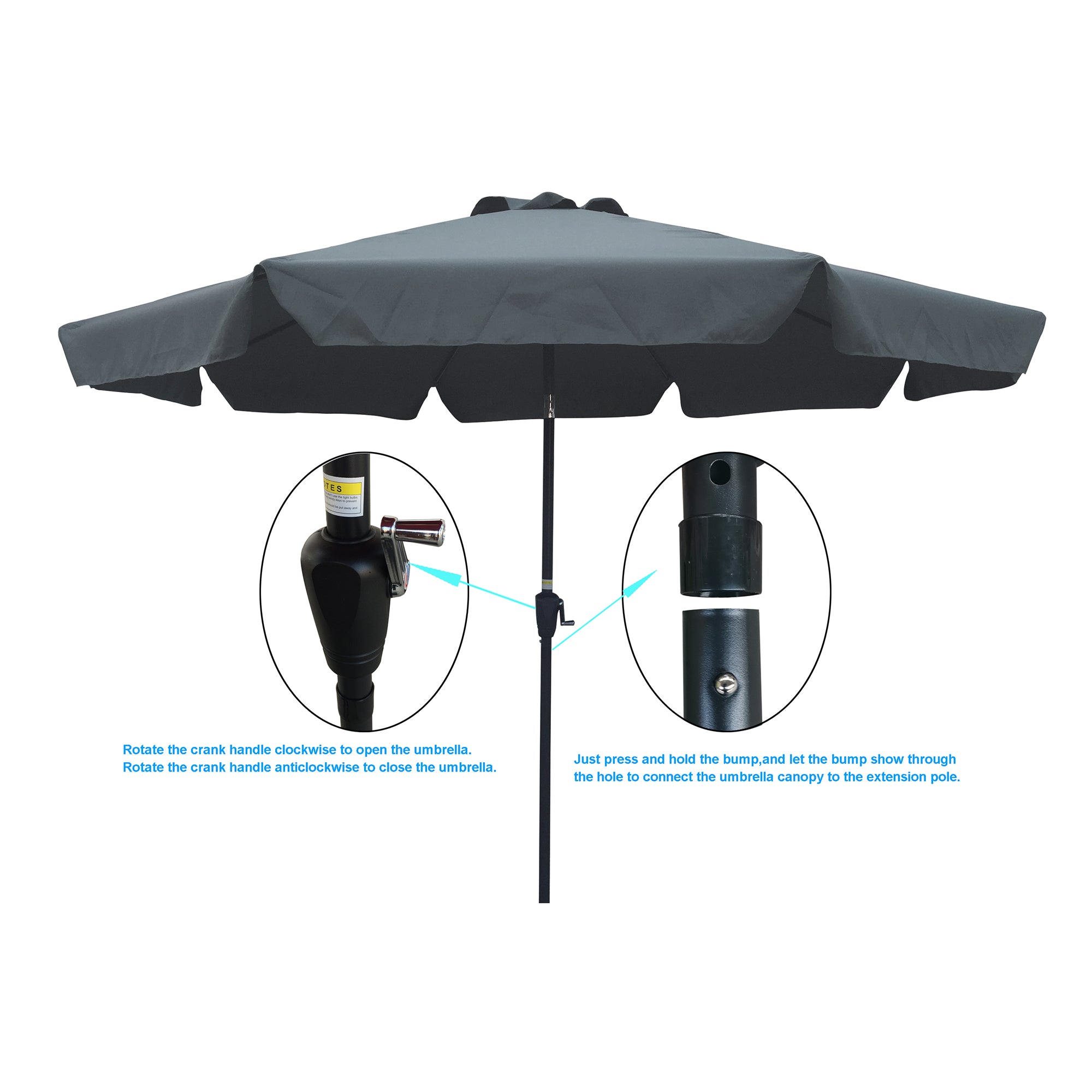 10' Outdoor Patio Market Umbrella with Crank and Push Button Tilt