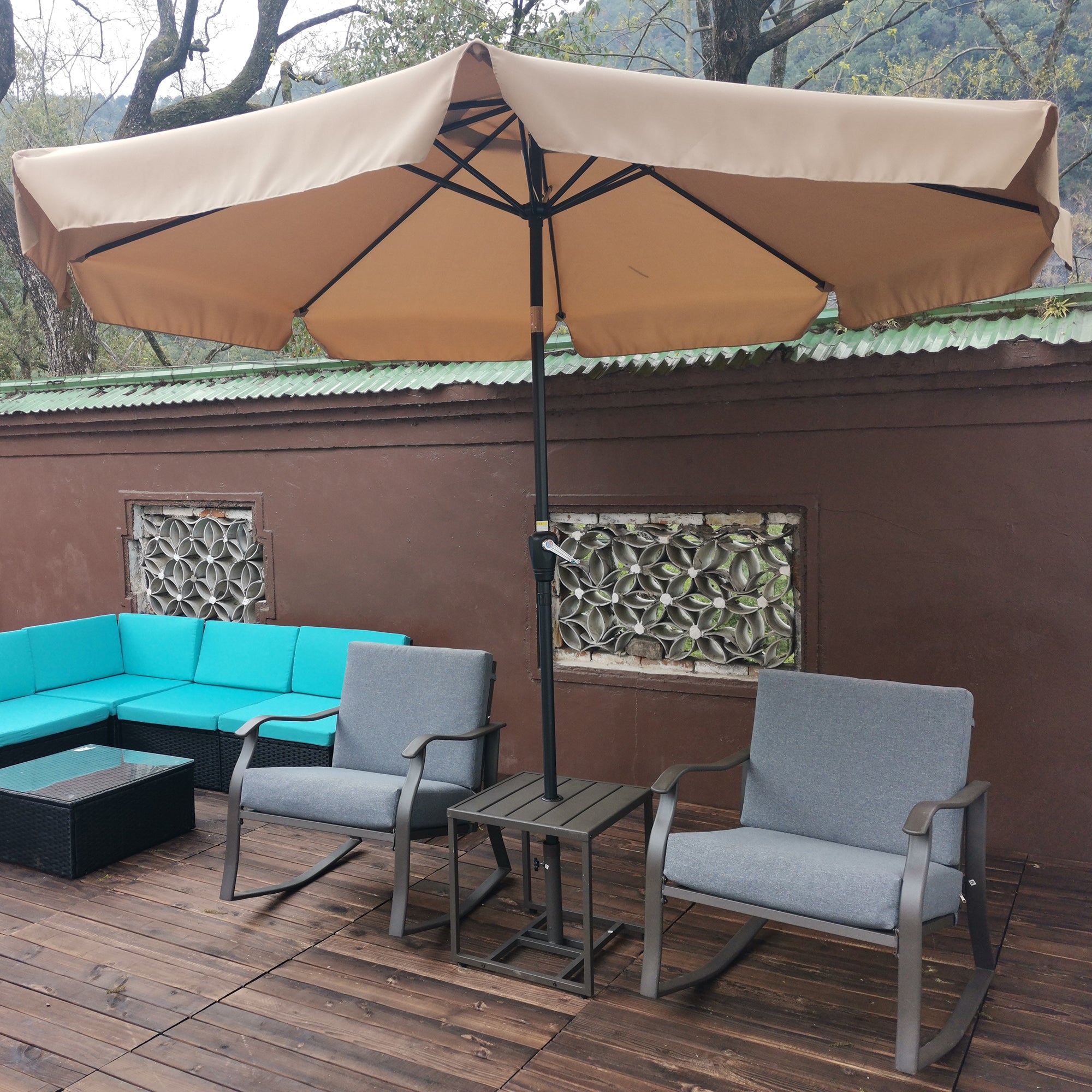 10' Outdoor Patio Market Umbrella with Crank and Push Button Tilt