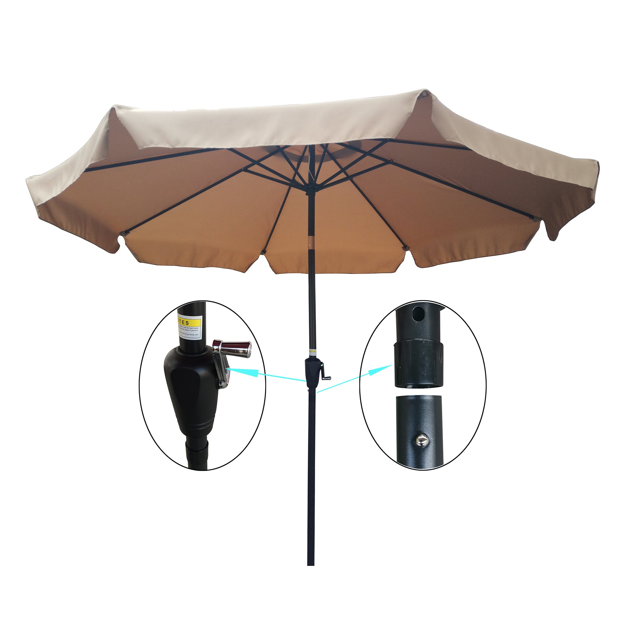 10' Outdoor Patio Market Umbrella with Crank and Push Button Tilt