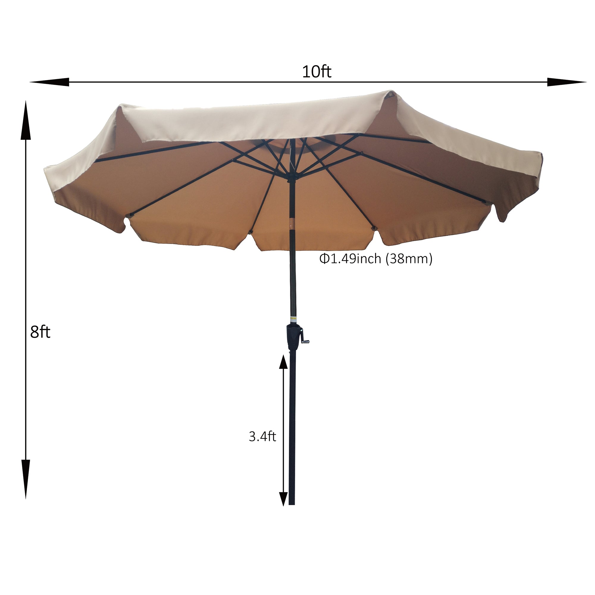 10' Outdoor Patio Market Umbrella with Crank and Push Button Tilt