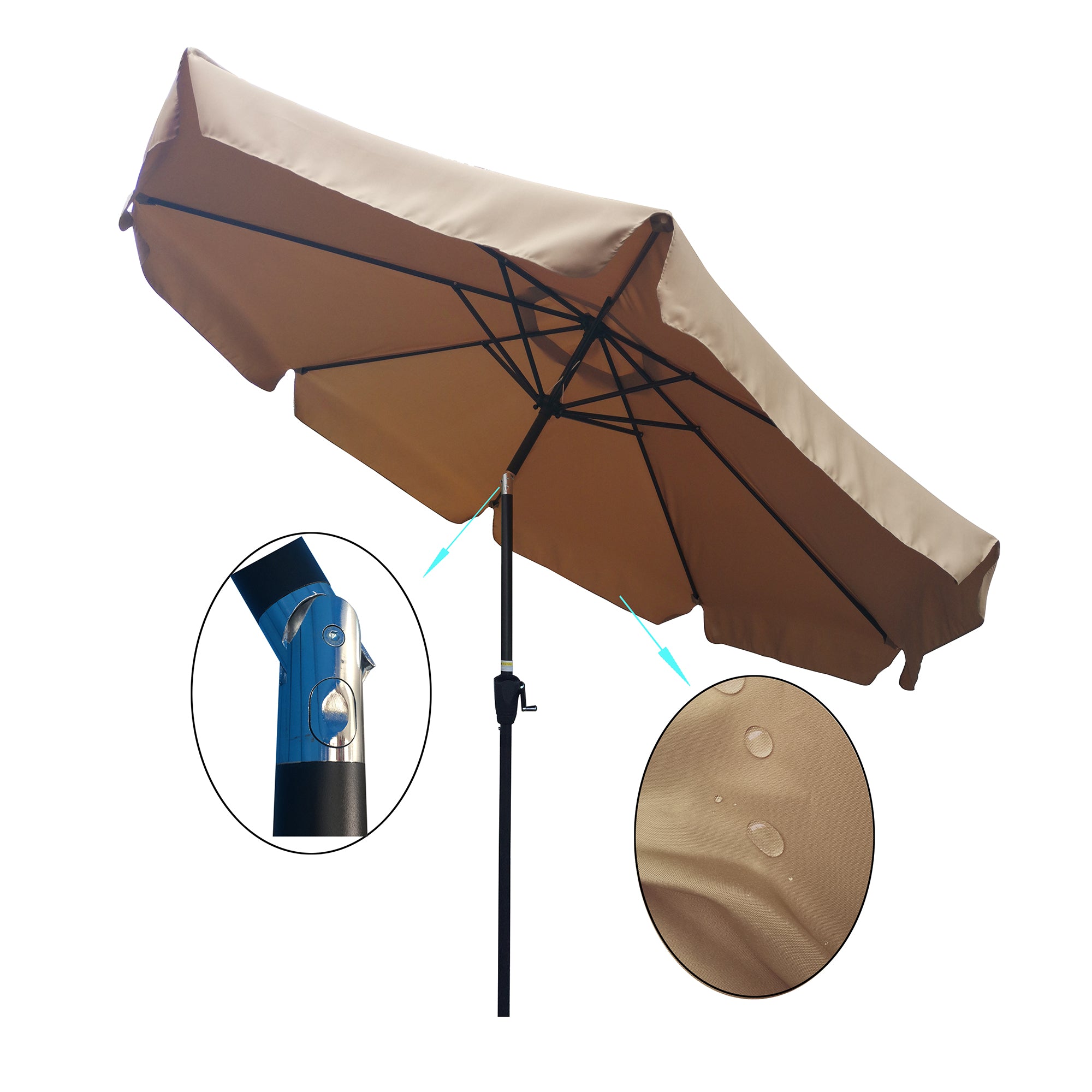 10' Outdoor Patio Market Umbrella with Crank and Push Button Tilt