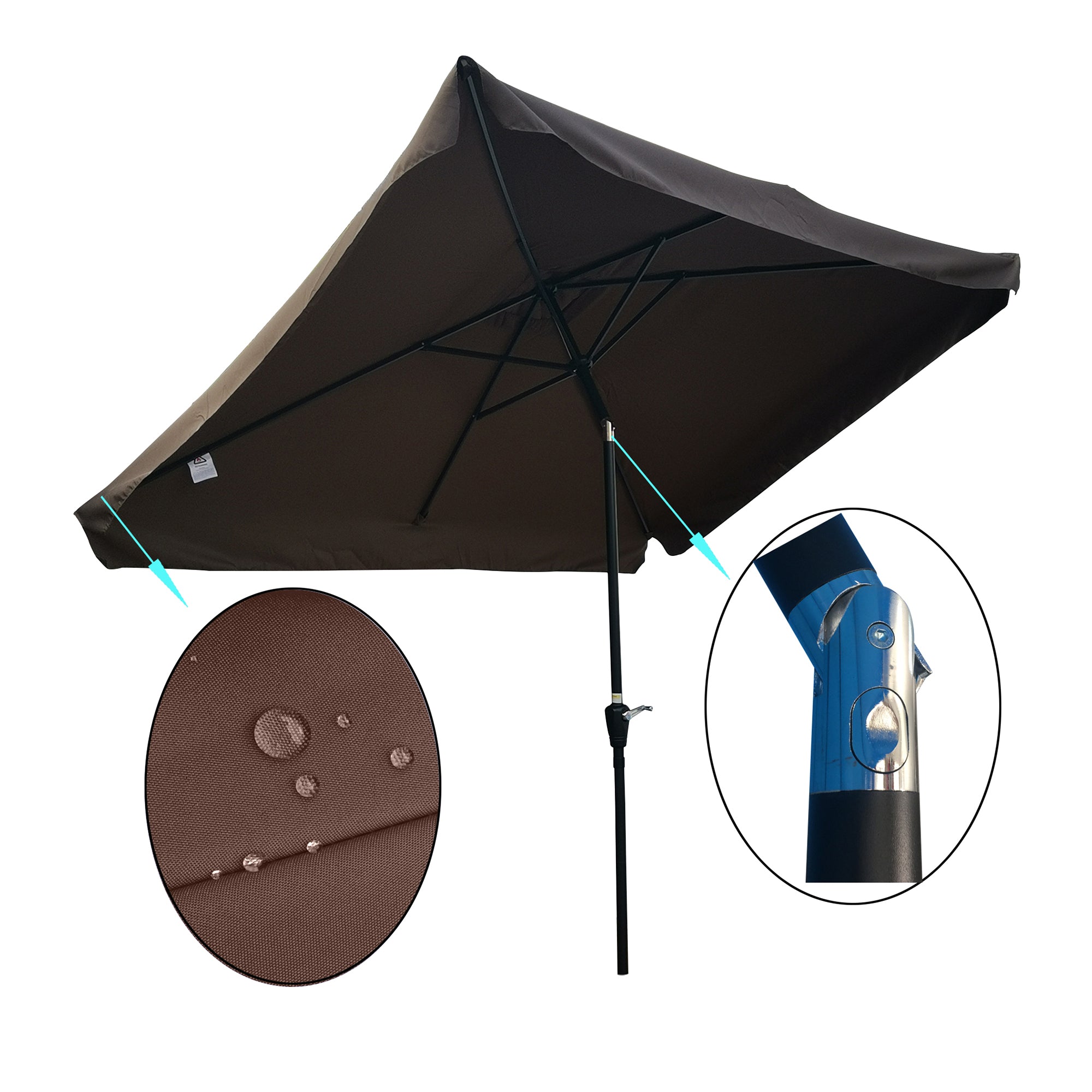 10 x 7' Outdoor Patio Market Umbrella with Push Button Tilt and Crank