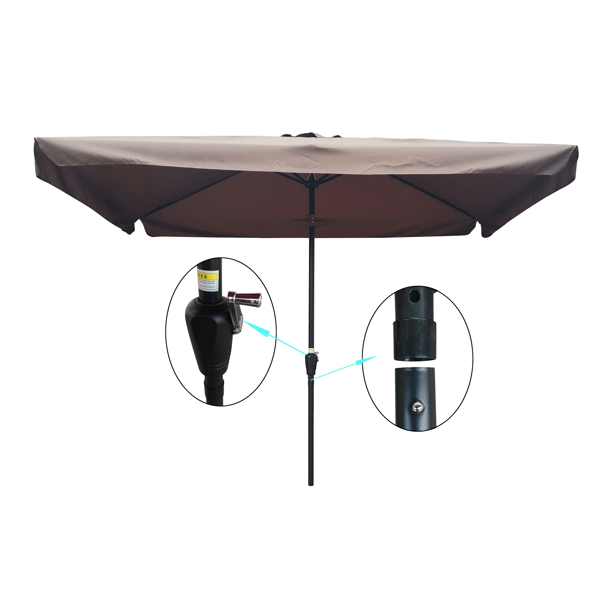 10 x 7' Outdoor Patio Market Umbrella with Push Button Tilt and Crank