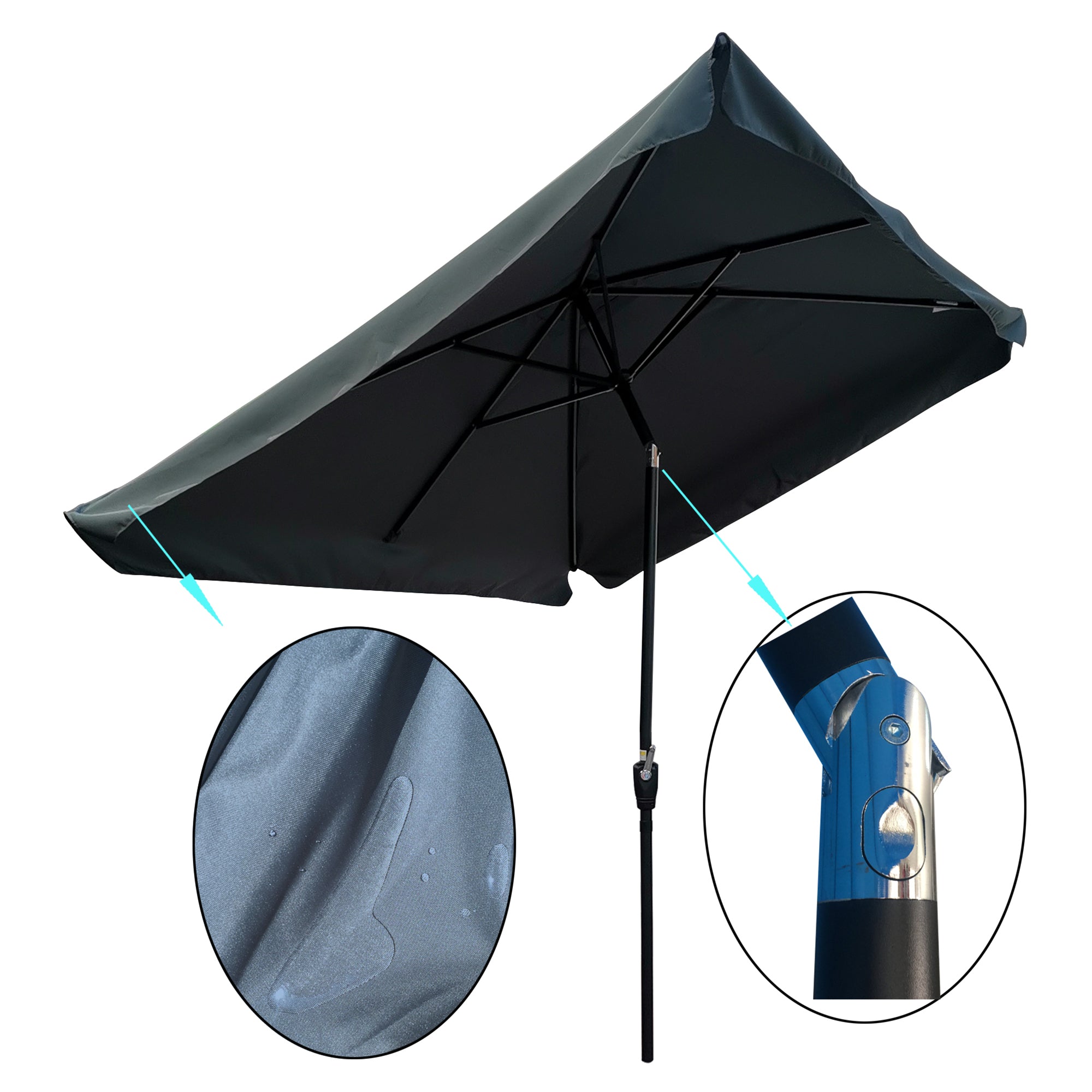 10 x 7' Outdoor Patio Market Umbrella with Push Button Tilt and Crank