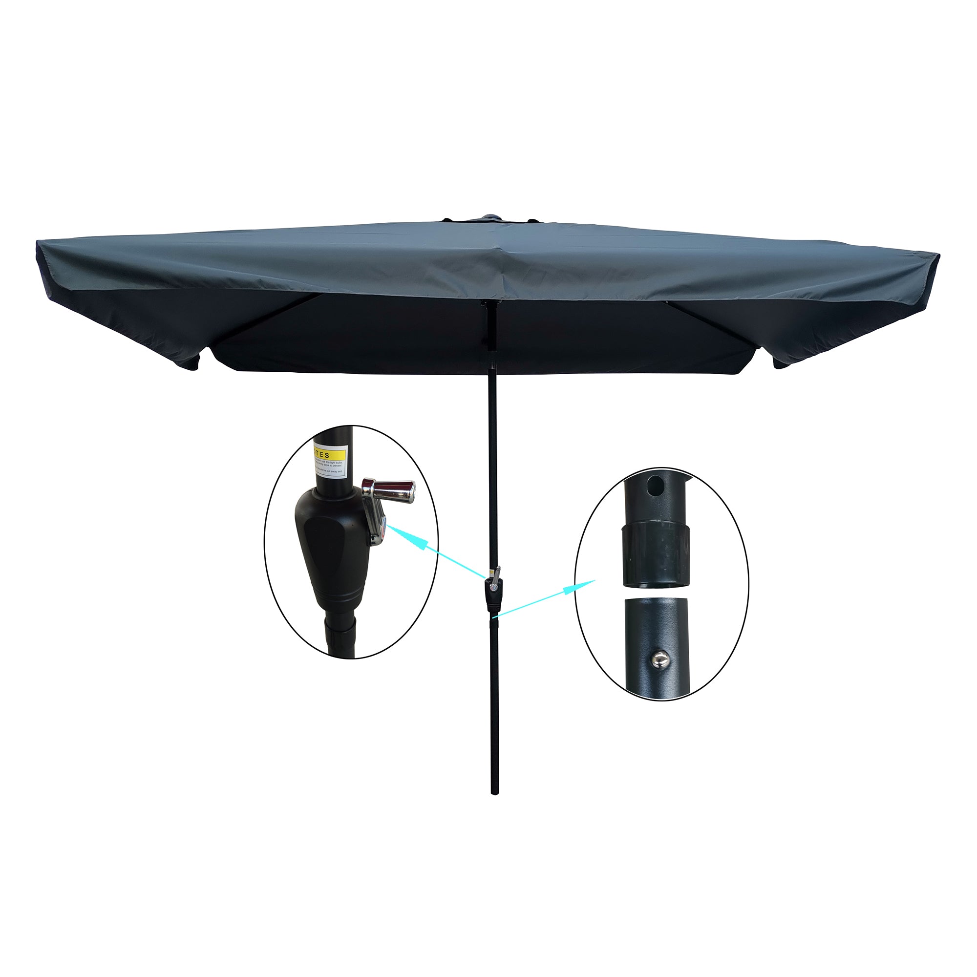 10 x 7' Outdoor Patio Market Umbrella with Push Button Tilt and Crank