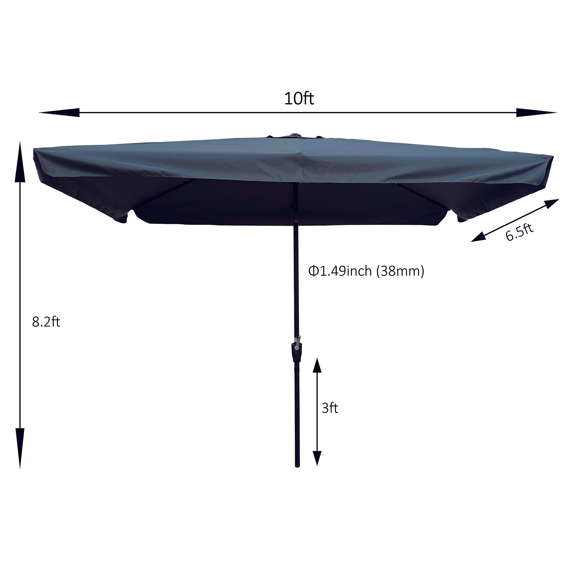 10 x 7' Outdoor Patio Market Umbrella with Push Button Tilt and Crank