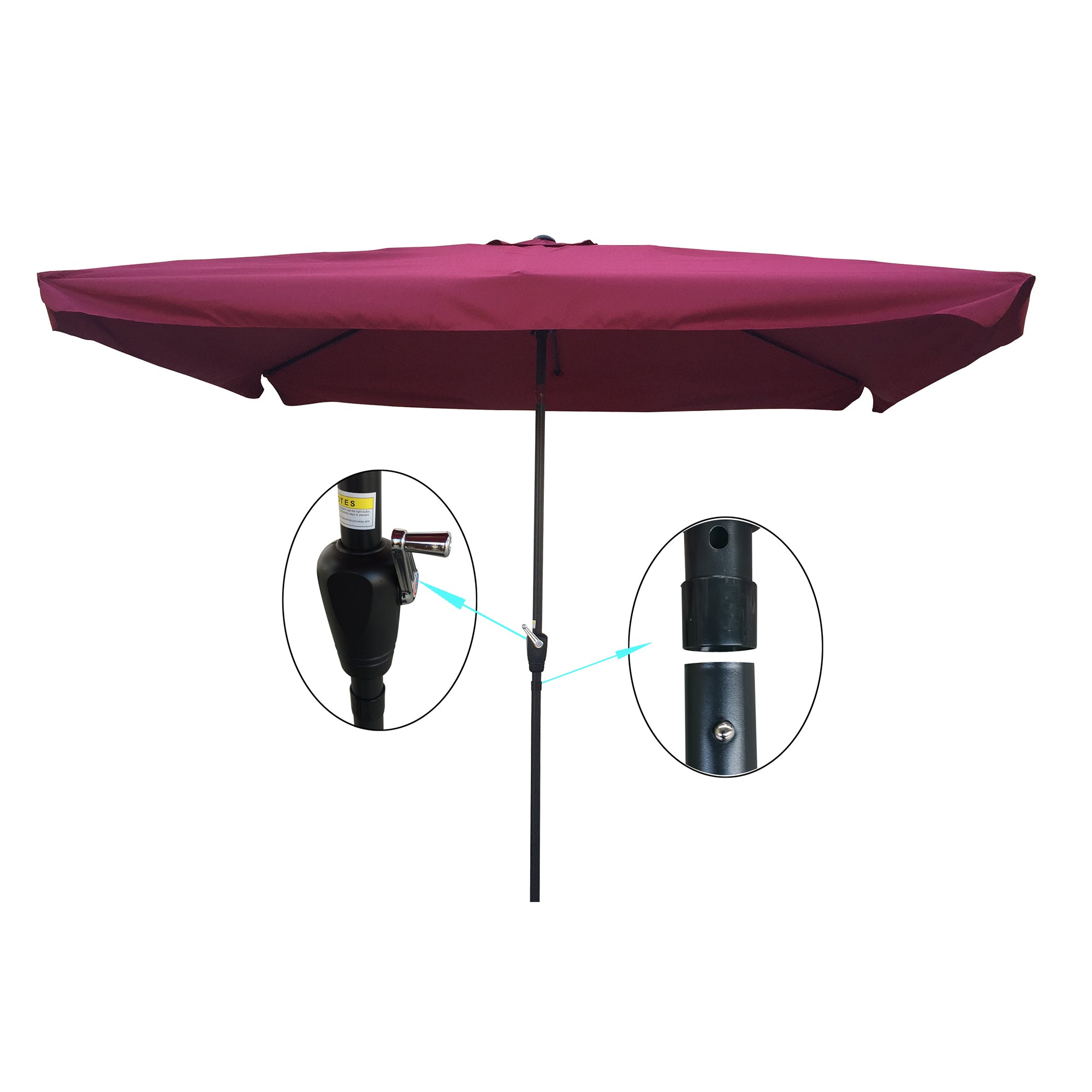 10 x 7' Outdoor Patio Market Umbrella with Push Button Tilt and Crank