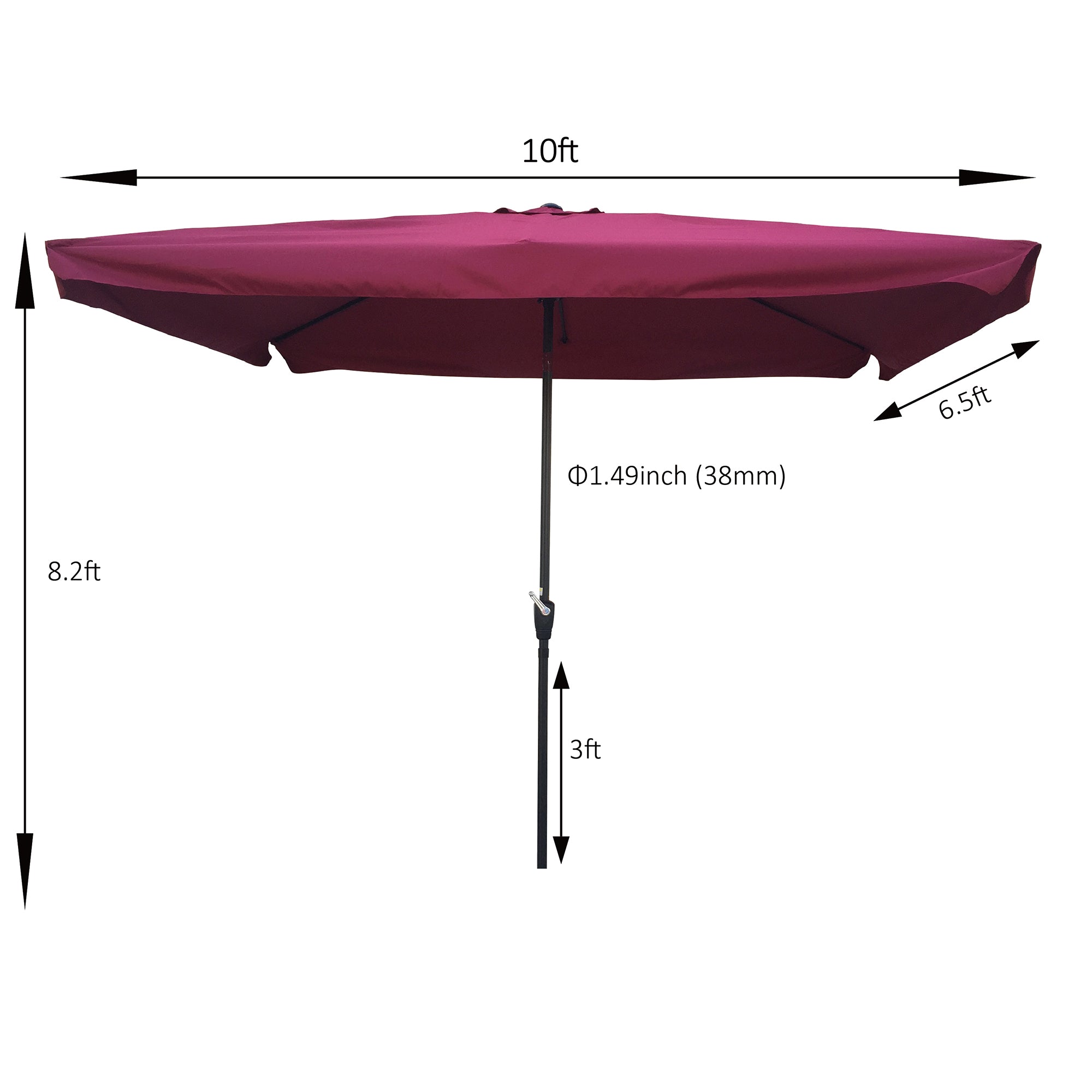 10 x 7' Outdoor Patio Market Umbrella with Push Button Tilt and Crank