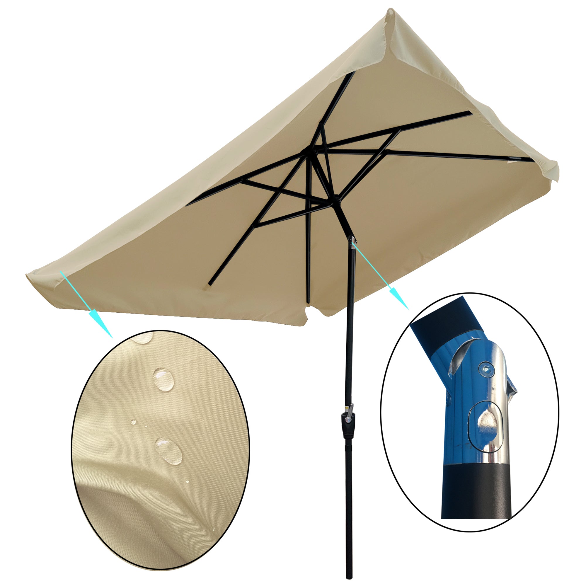 10 x 7' Outdoor Patio Market Umbrella with Push Button Tilt and Crank