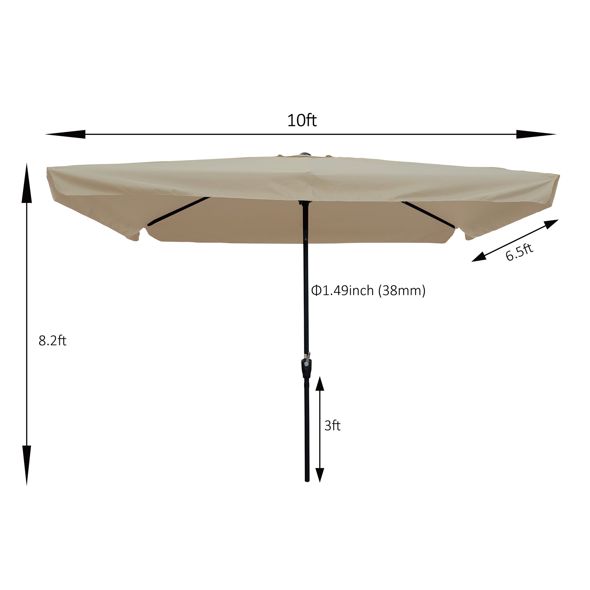 10 x 7' Outdoor Patio Market Umbrella with Push Button Tilt and Crank