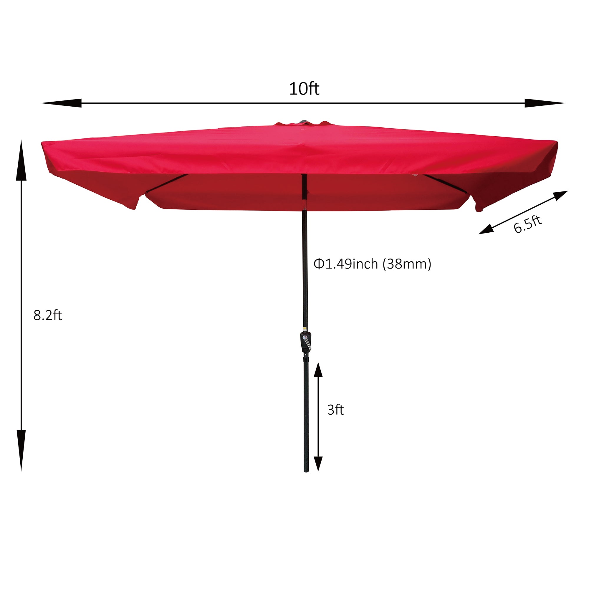 10 x 7' Outdoor Patio Market Umbrella with Push Button Tilt and Crank