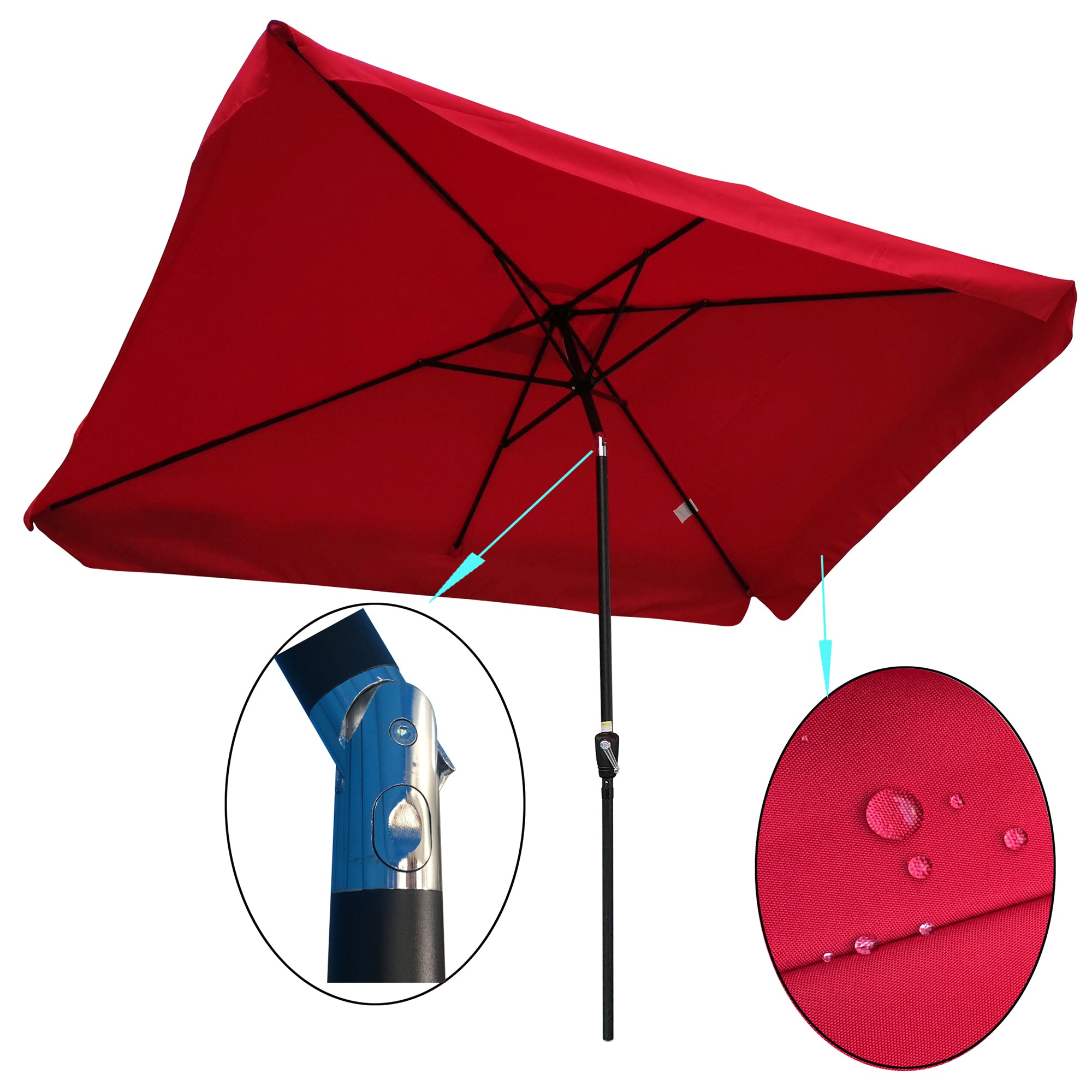 10 x 7' Outdoor Patio Market Umbrella with Push Button Tilt and Crank