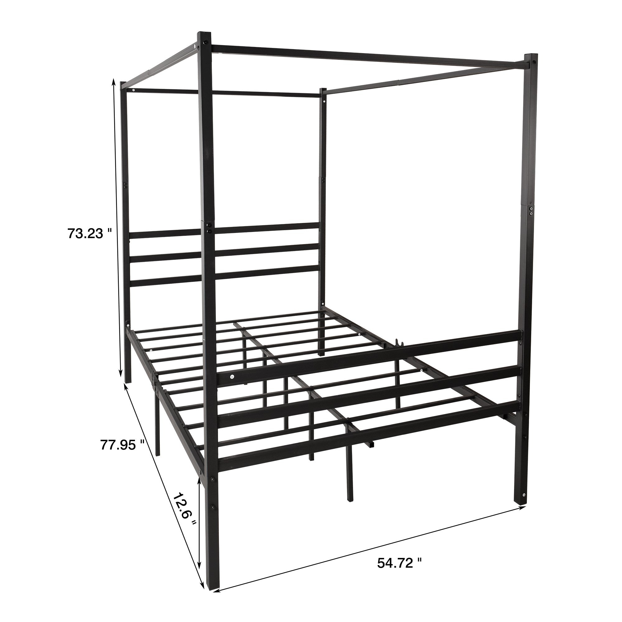 Queen/Full/Twin Metal Frame Canopy Platform Bed with Headboard