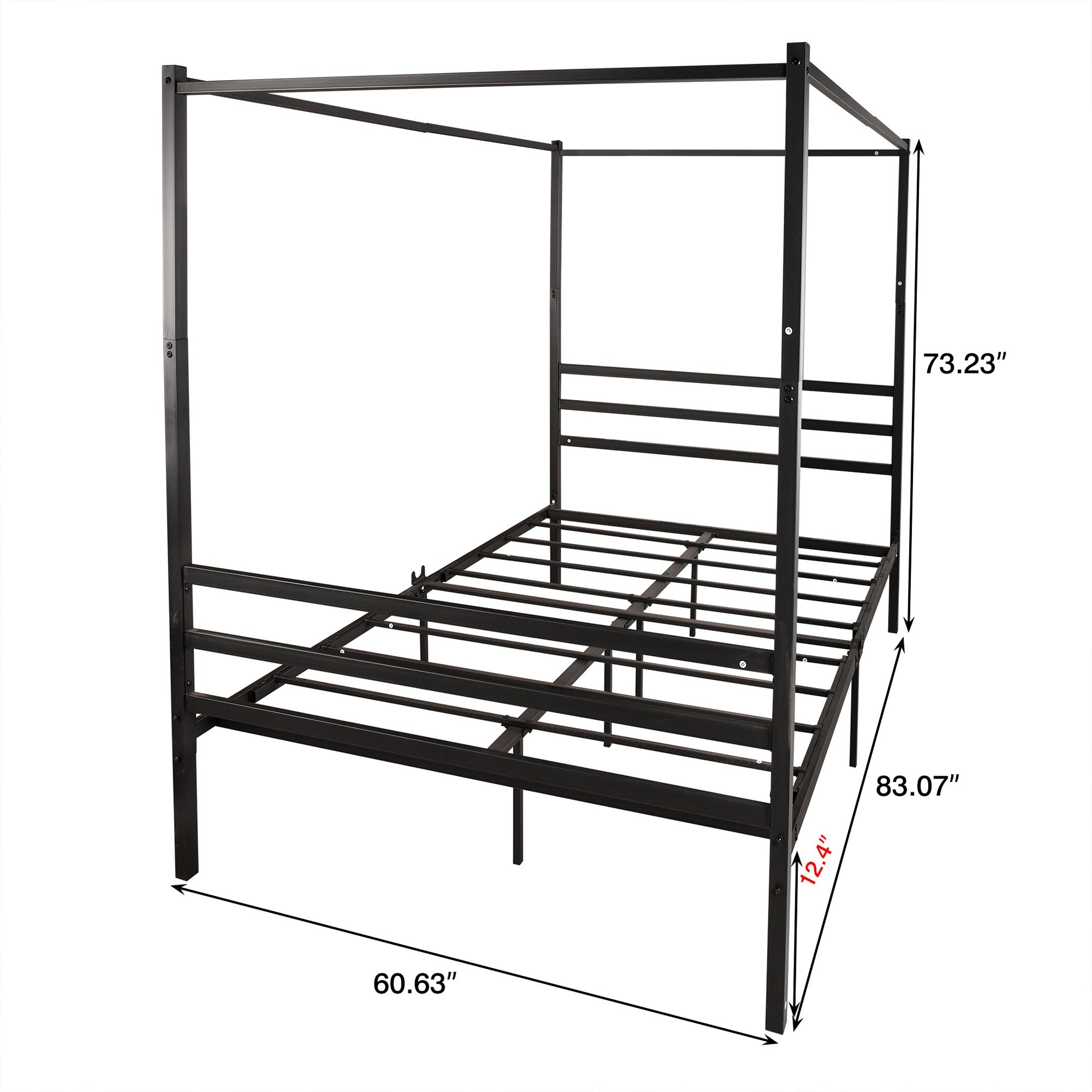 Queen/Full/Twin Metal Frame Canopy Platform Bed with Headboard
