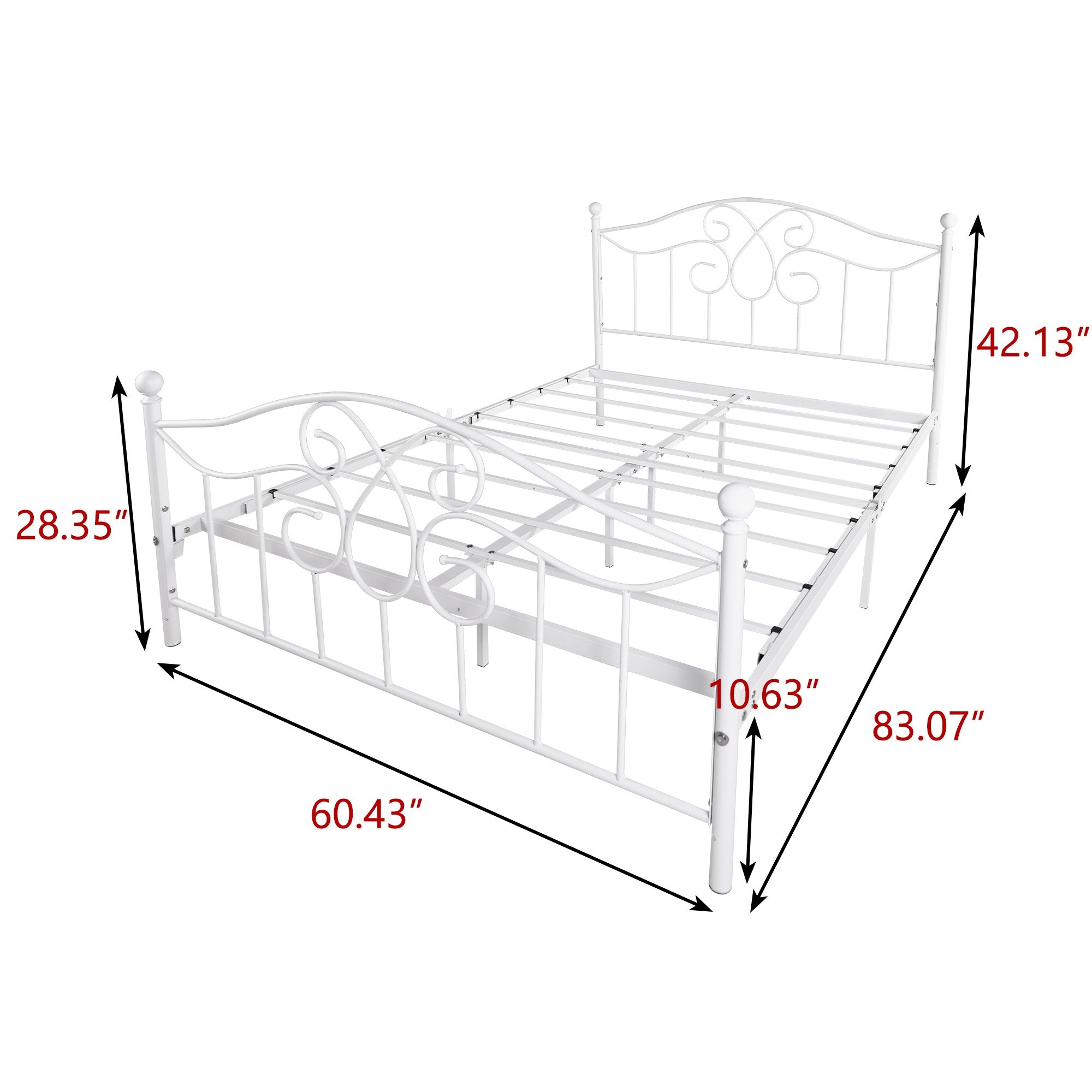 Queen/Full Metal Frame Platform Bed with Headboard and Footboard