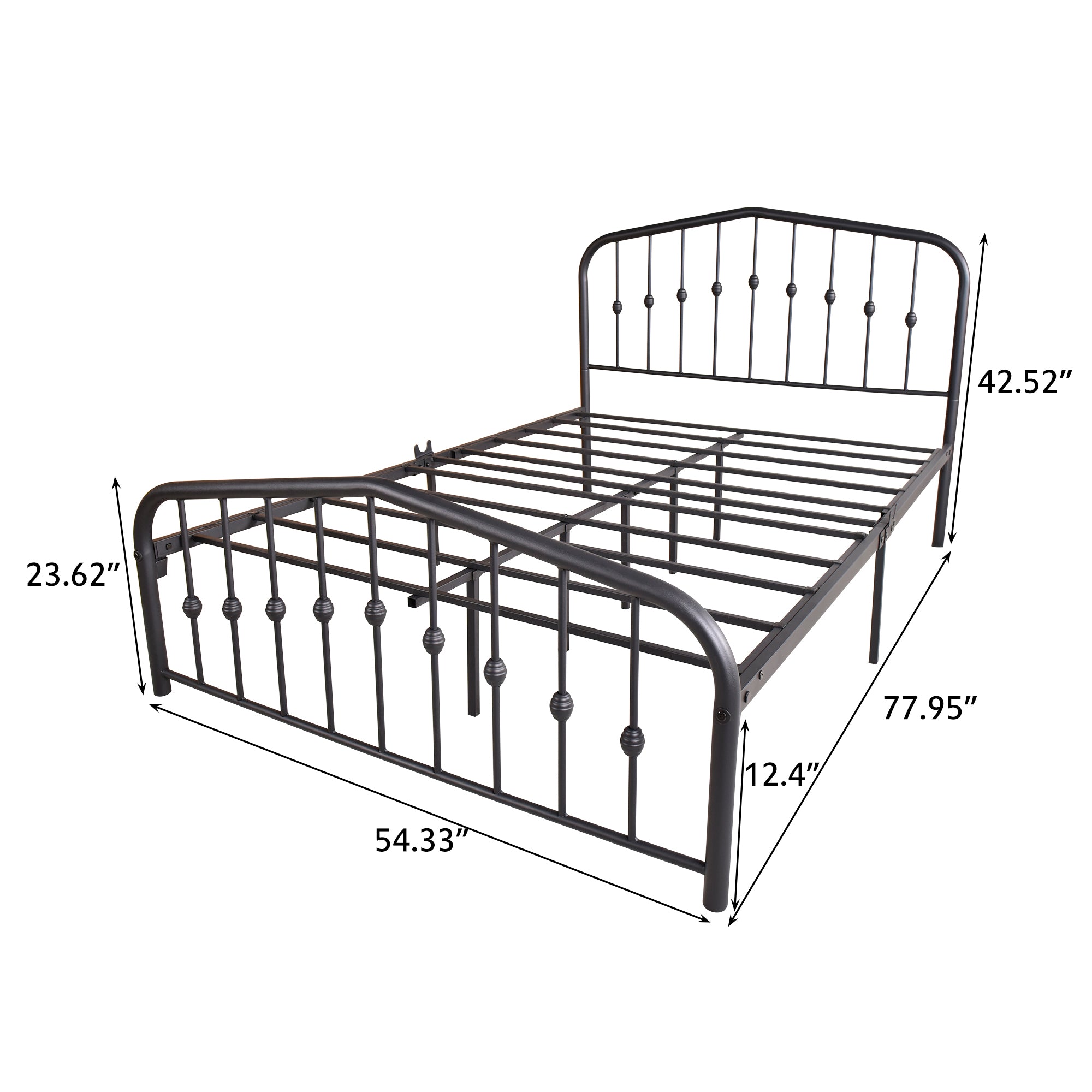 Queen/Full Metal Frame Platform Bed with Headboard and Footboard