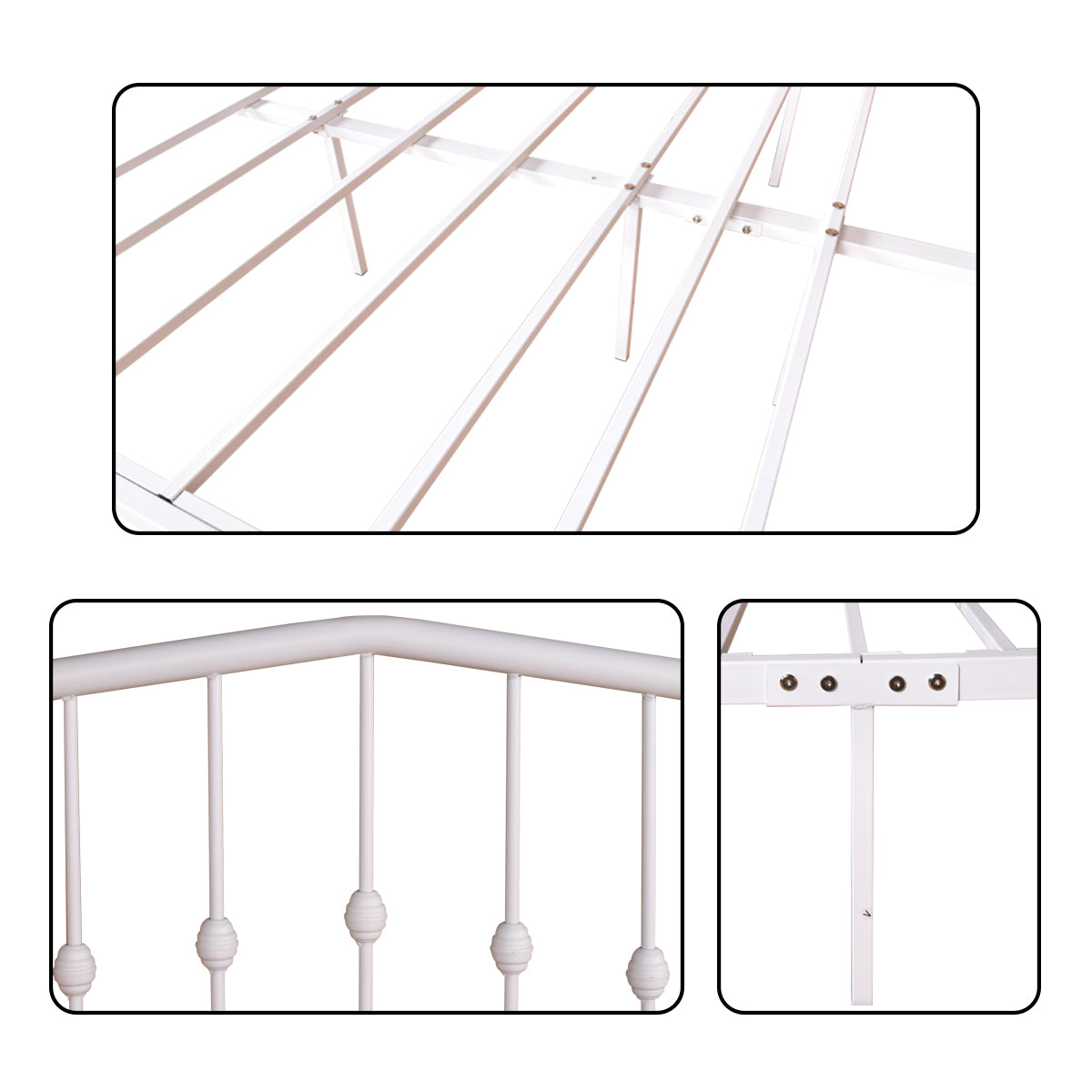 Queen/Full Metal Frame Platform Bed with Headboard and Footboard