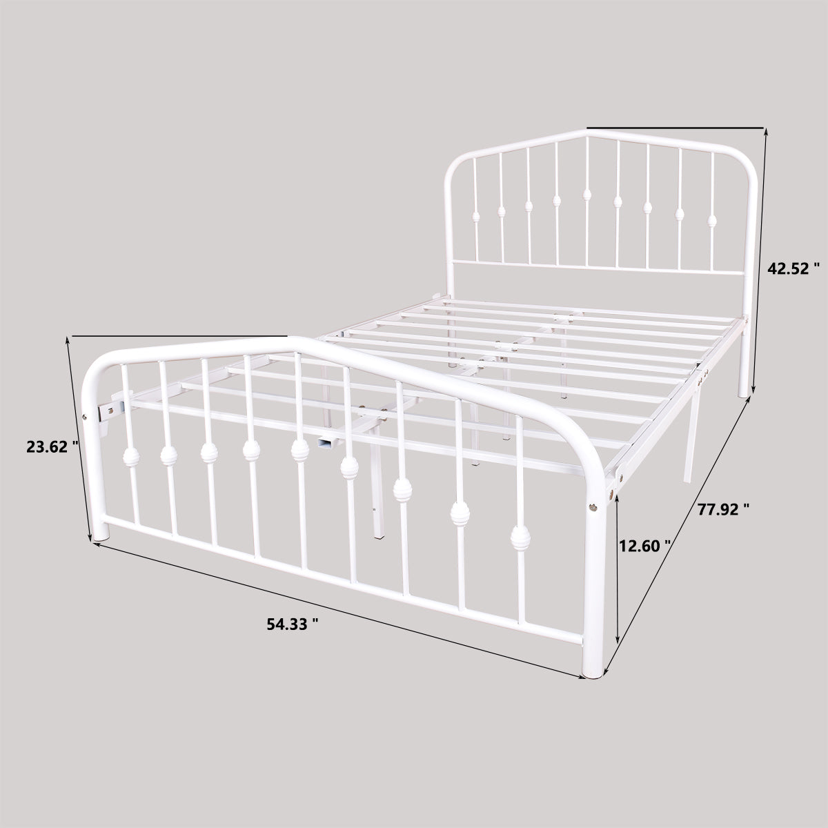 Queen/Full Metal Frame Platform Bed with Headboard and Footboard