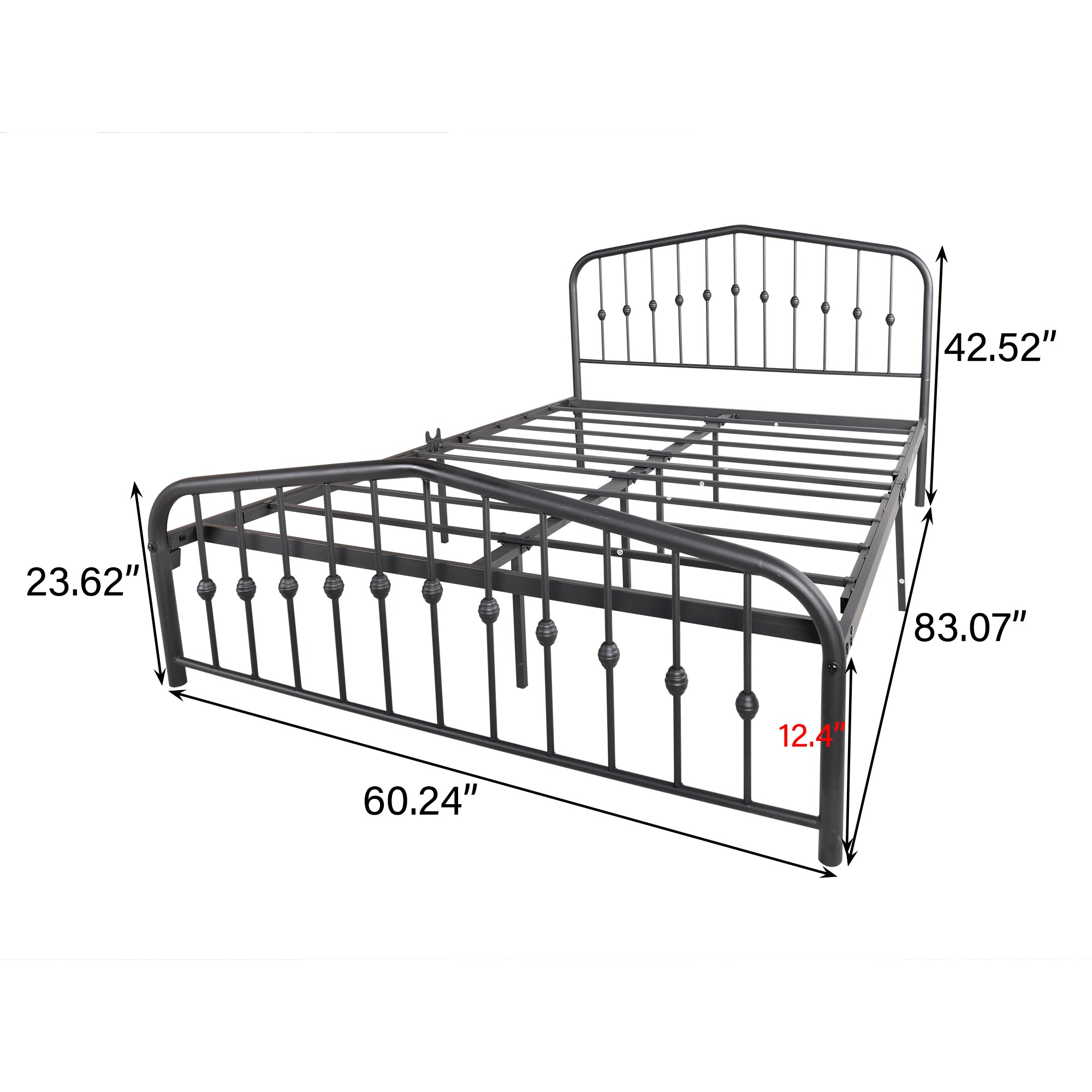 Queen/Full Metal Frame Platform Bed with Headboard and Footboard