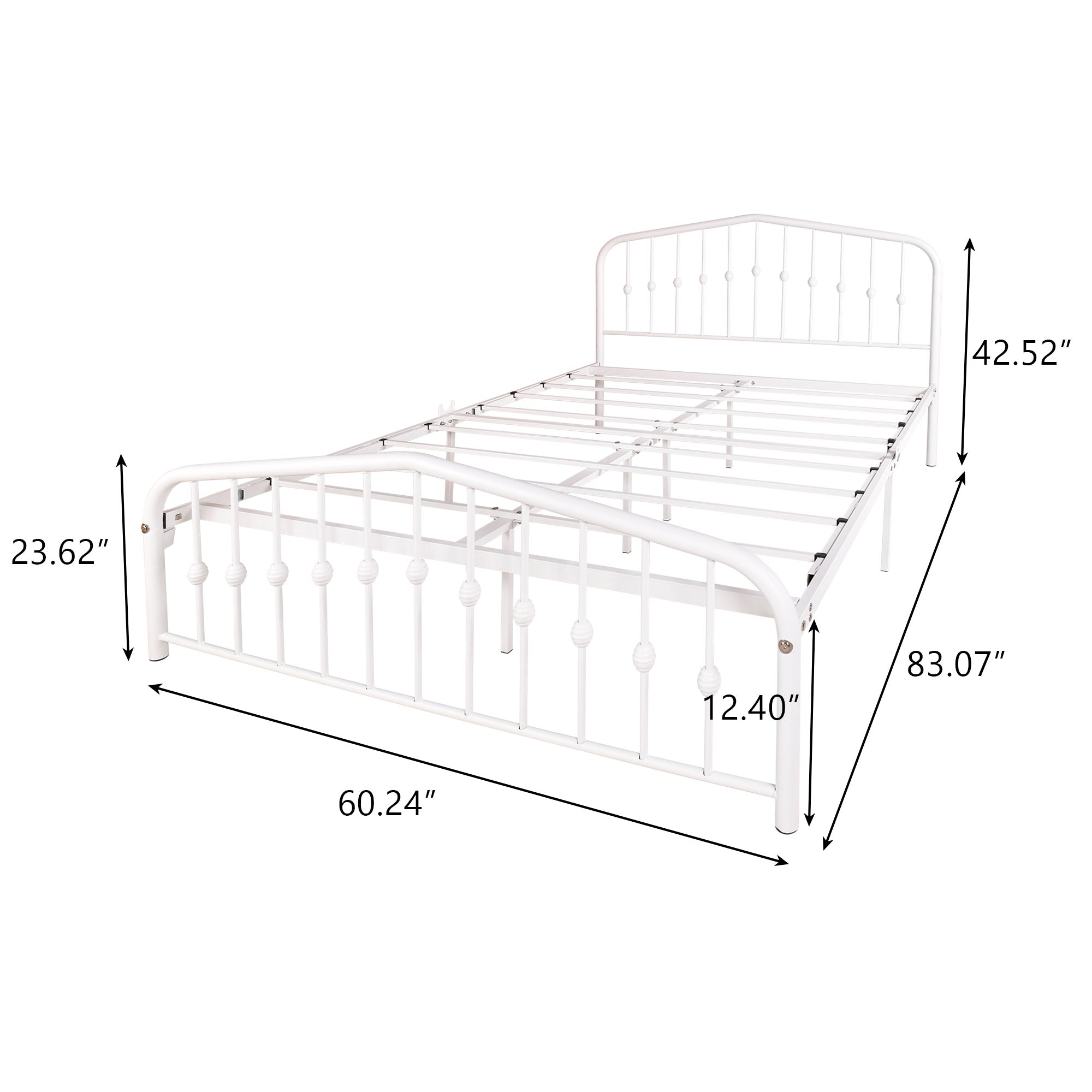 Queen/Full Metal Frame Platform Bed with Headboard and Footboard