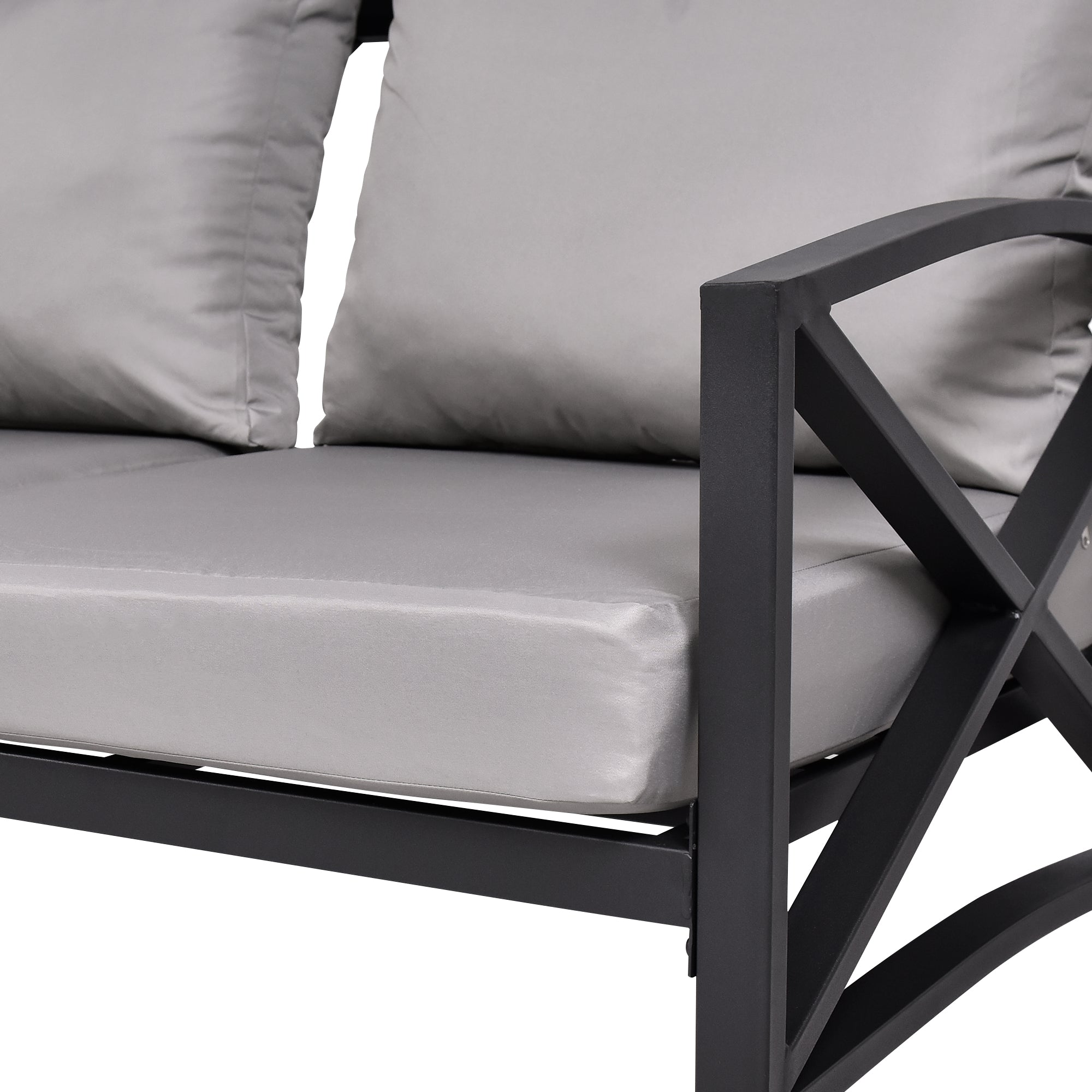 2 pieces Outdoor Patio Metal Armchair Seat with Cushions