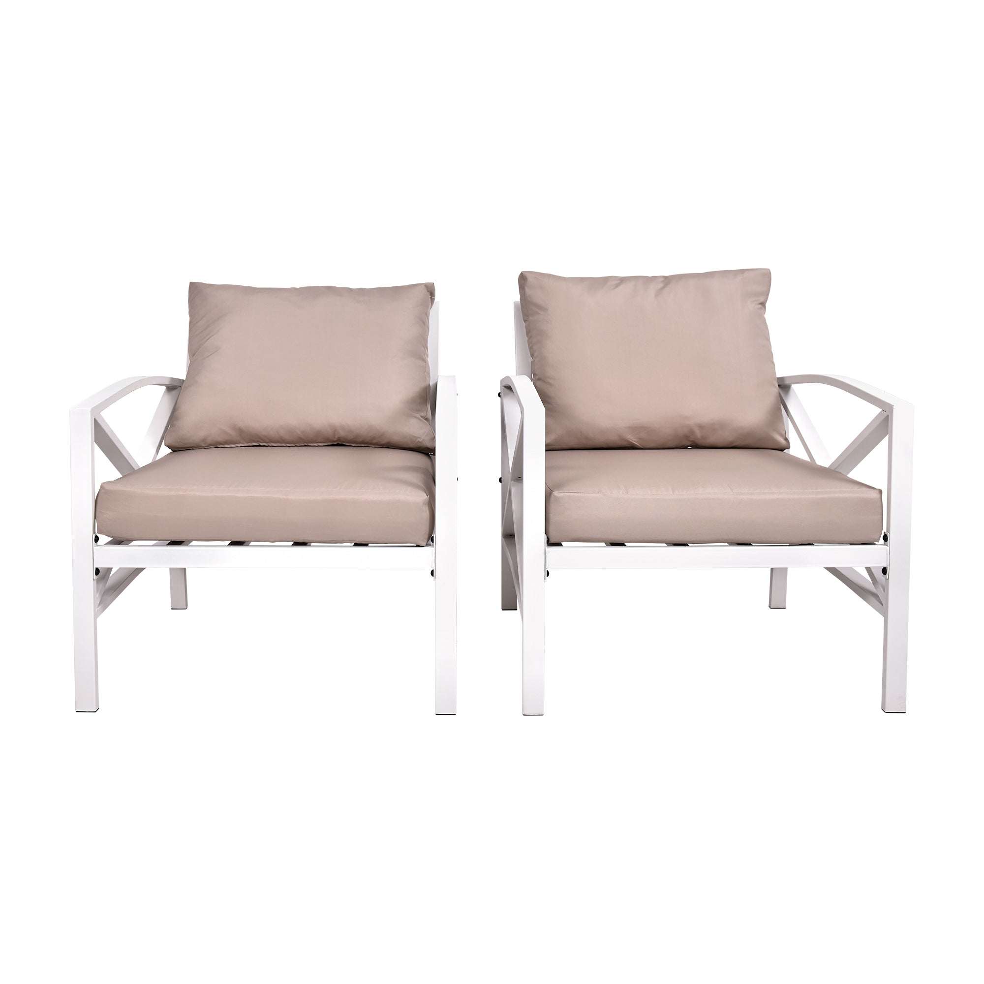 2 pieces Outdoor Patio Metal Armchair Seat with Cushions