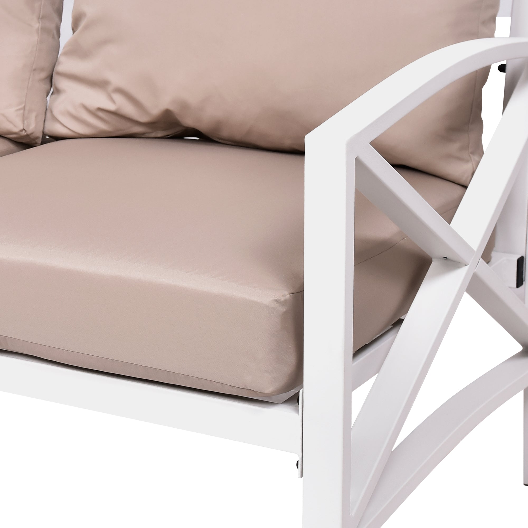 2 pieces Outdoor Patio Metal Armchair Seat with Cushions