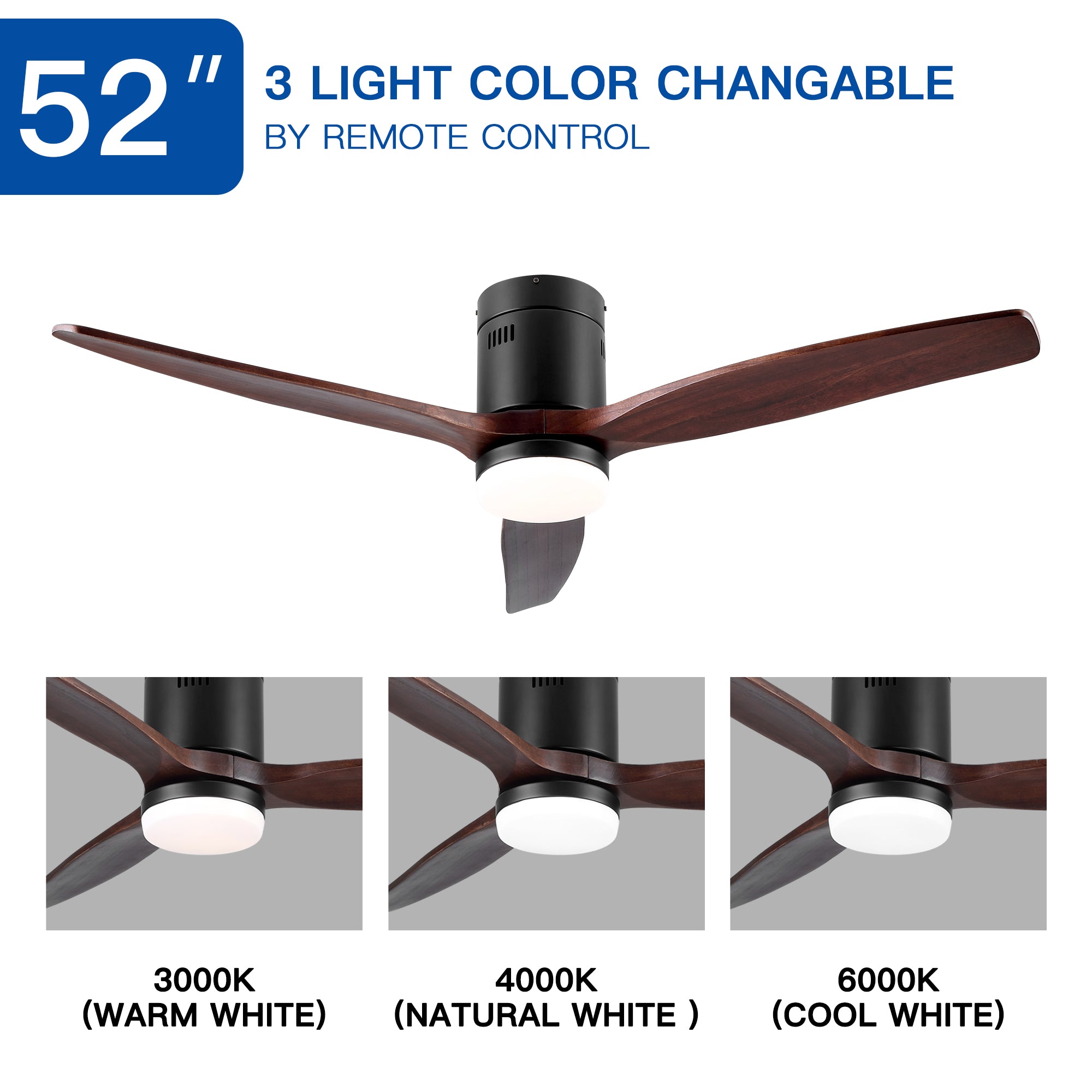 52" Ceiling Fan Light with Remote Control