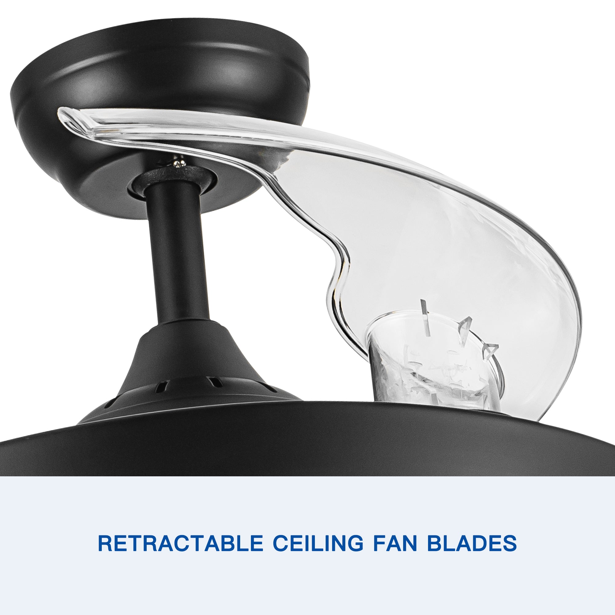 42" Black Frame Retractable Ceiling Fan Light with Remote Control