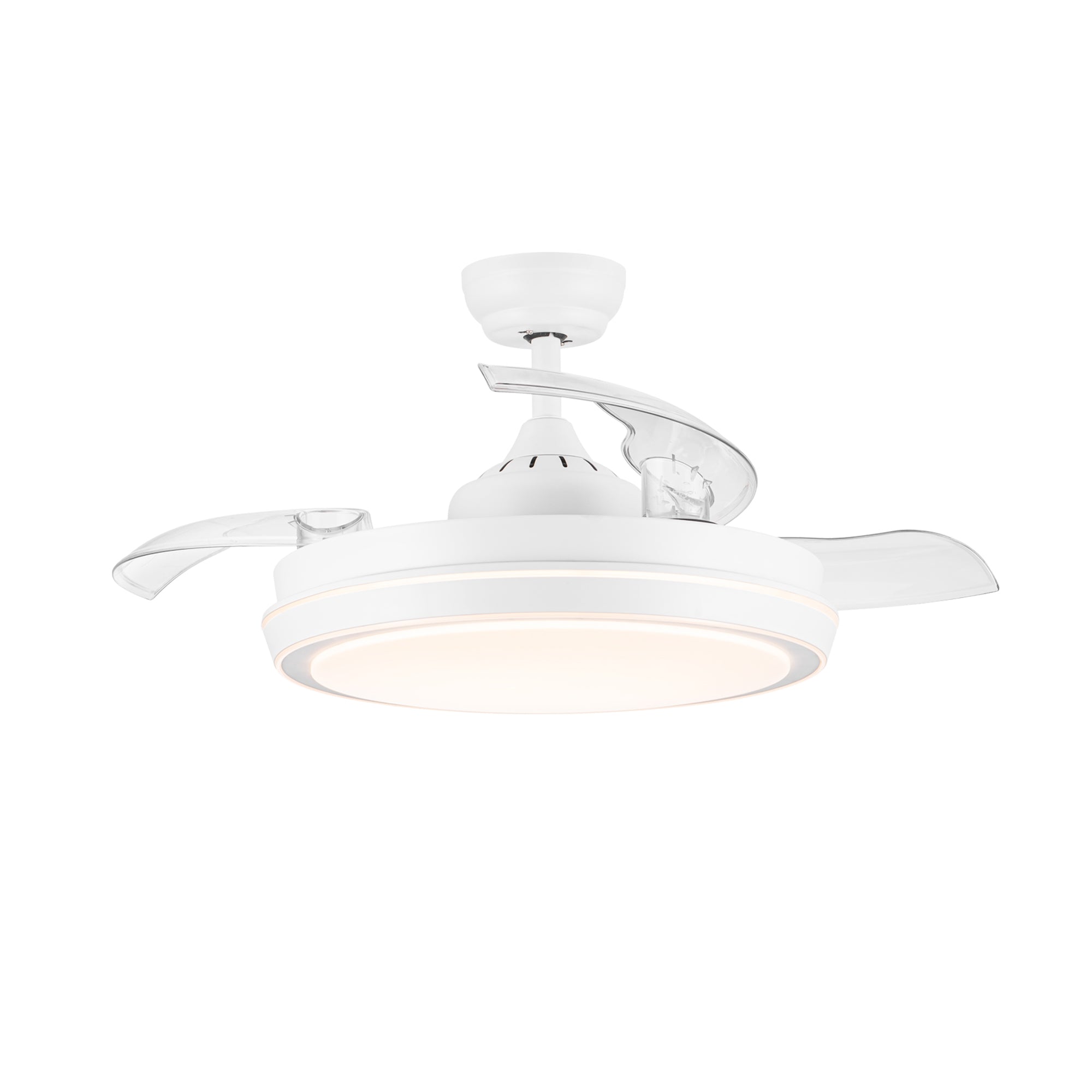 42" White Frame Retractable Ceiling Fan Light with Remote Control