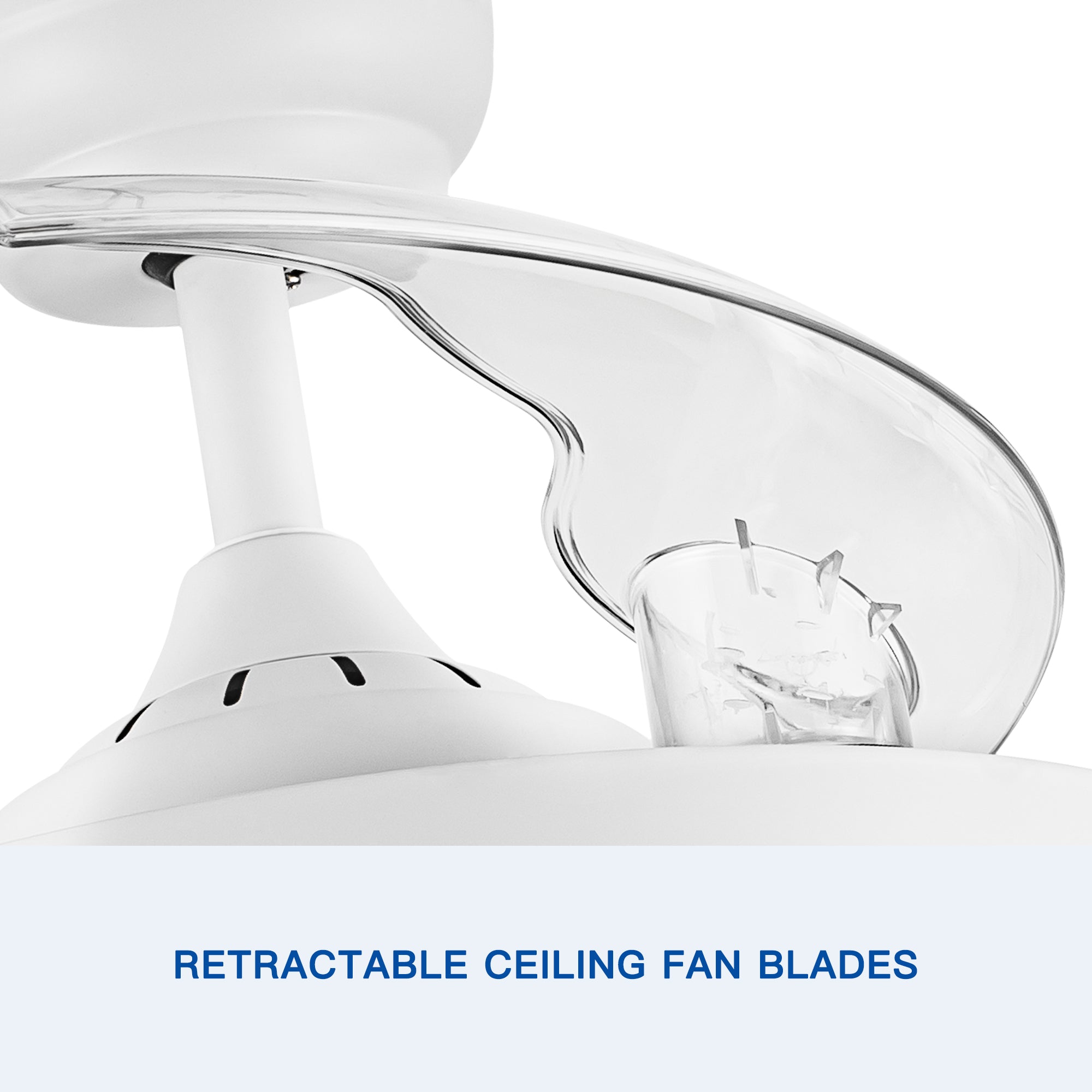 42" White Frame Retractable Ceiling Fan Light with Remote Control